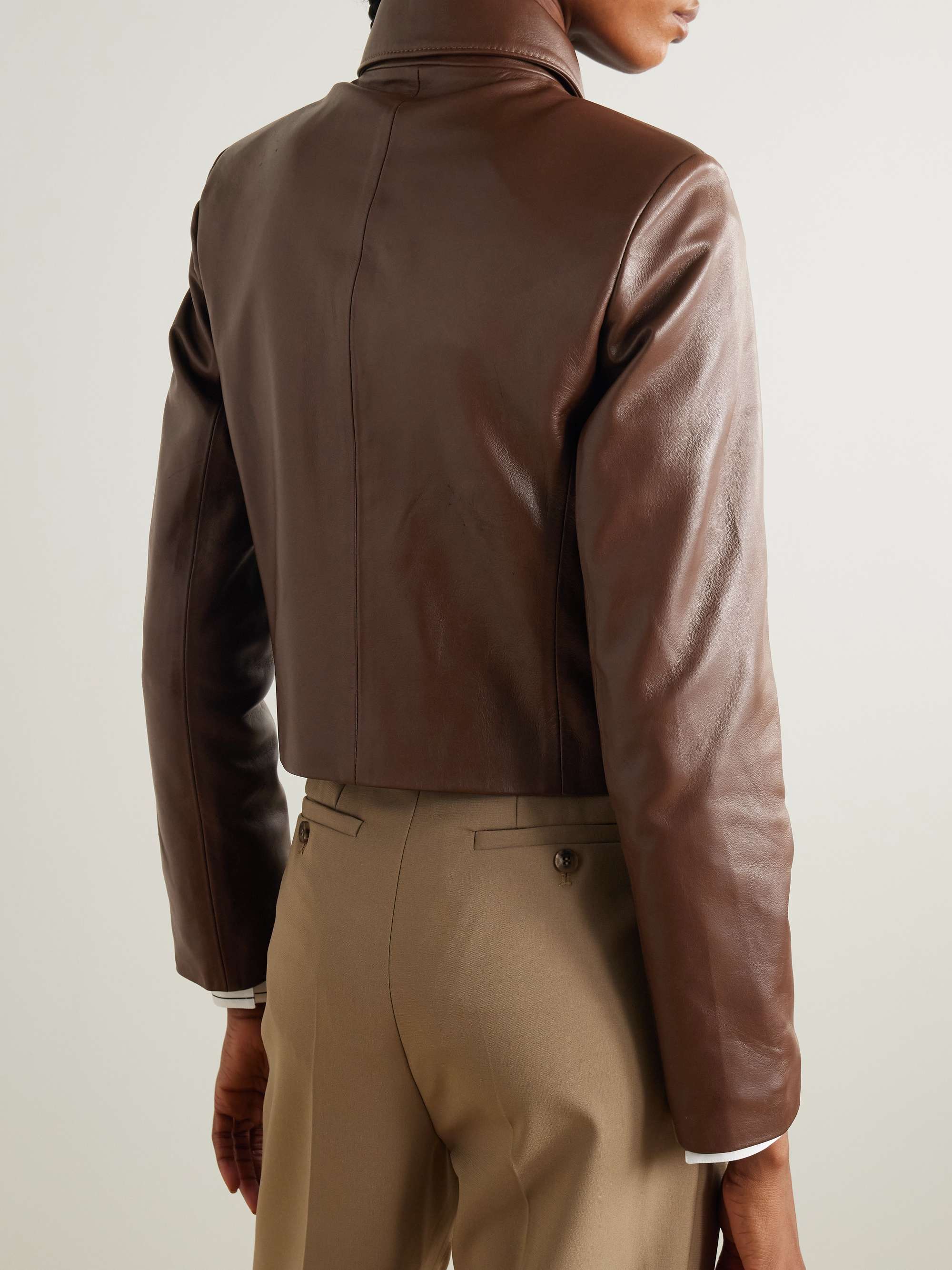 Bleeker cropped paneled leather jacket view