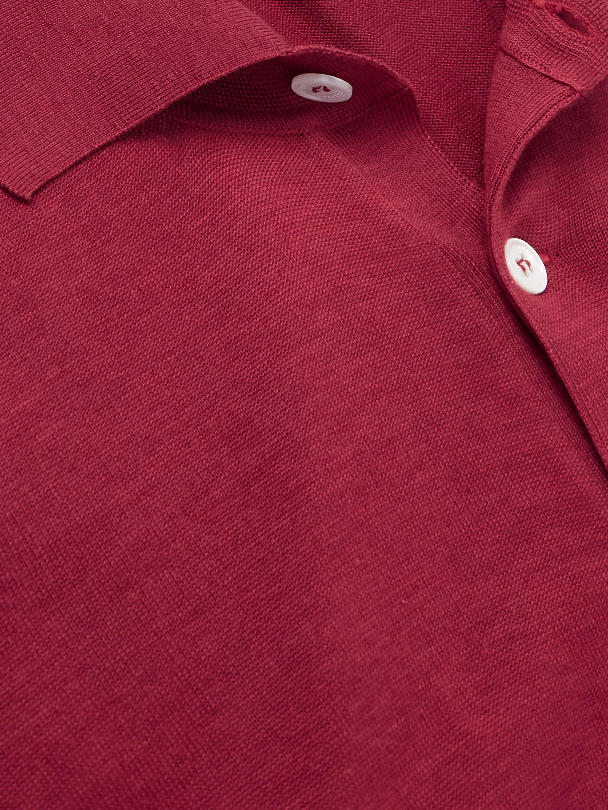 Slim-Fit Logo-Embroidered Silk and Cotton-Blend Polo Shirt view