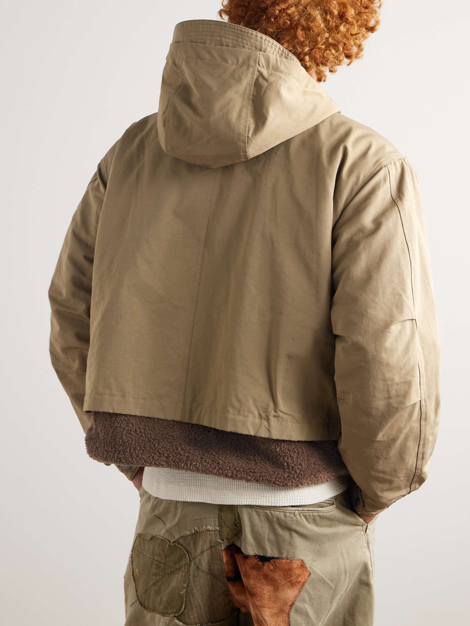 Smock Cotton-Blend Twill Hooded Jacket with Fleece-Trimmed Liner view