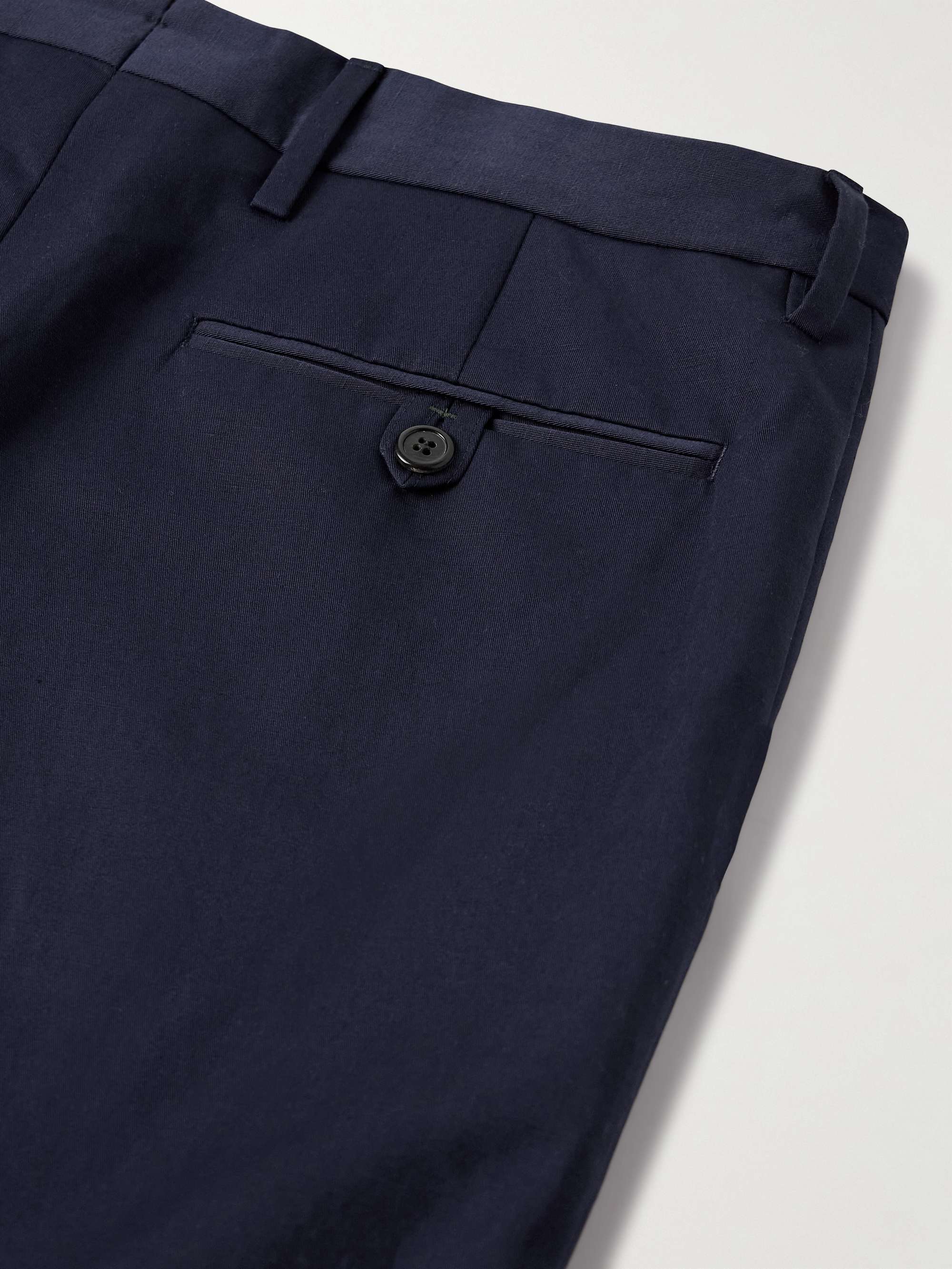 Slim-Fit Straight-Leg Cotton and Linen-Blend Suit Trousers view