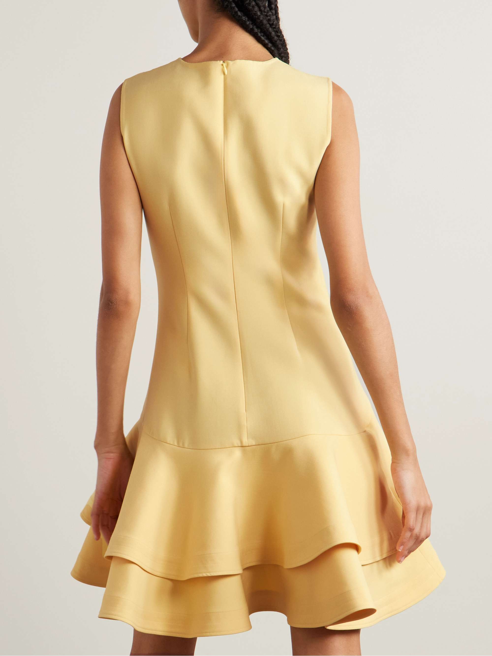 Ruffled wool-blend crepe mini dress view