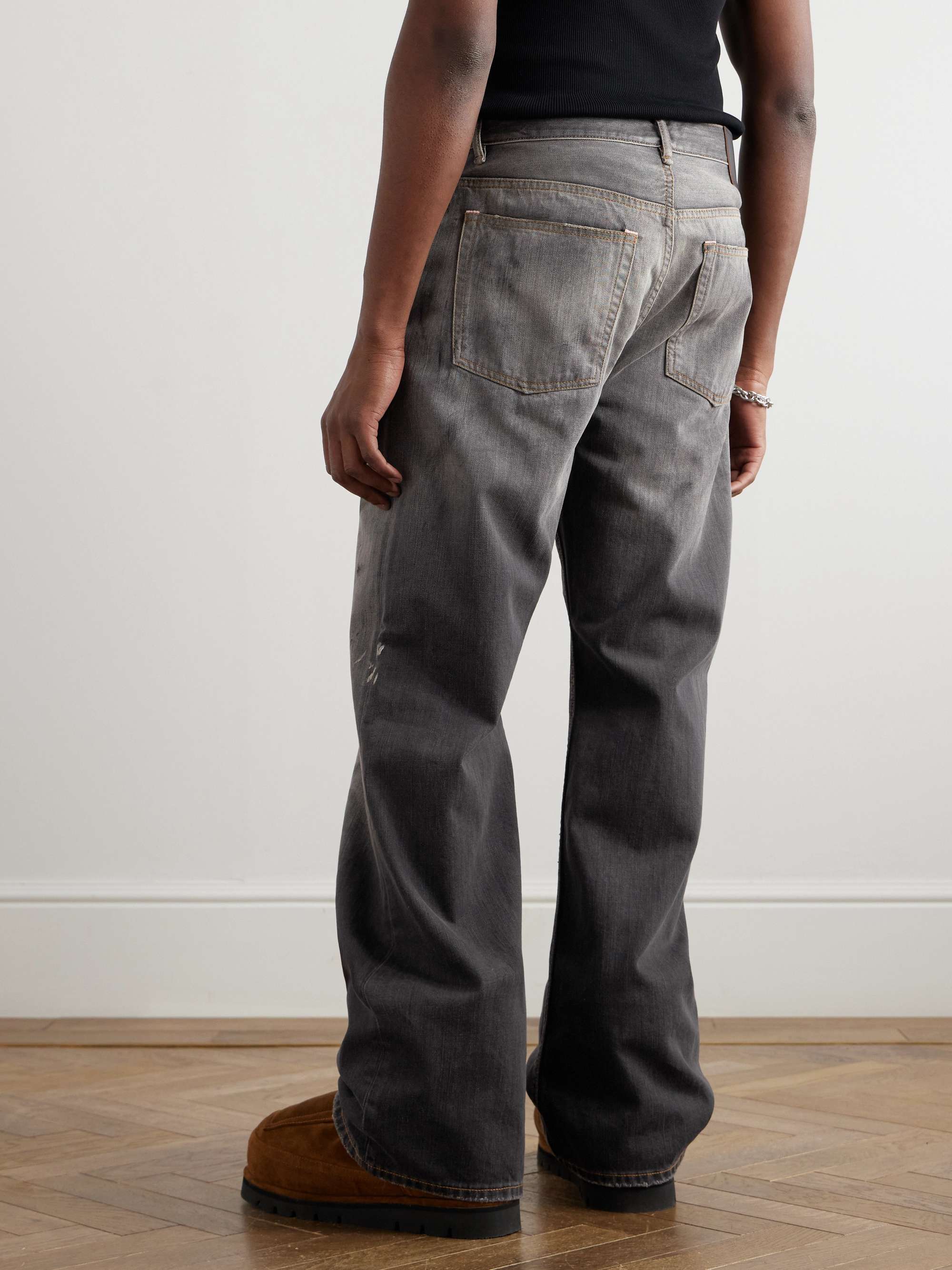 Straight-Leg Distressed Paint-Splattered Jeans view