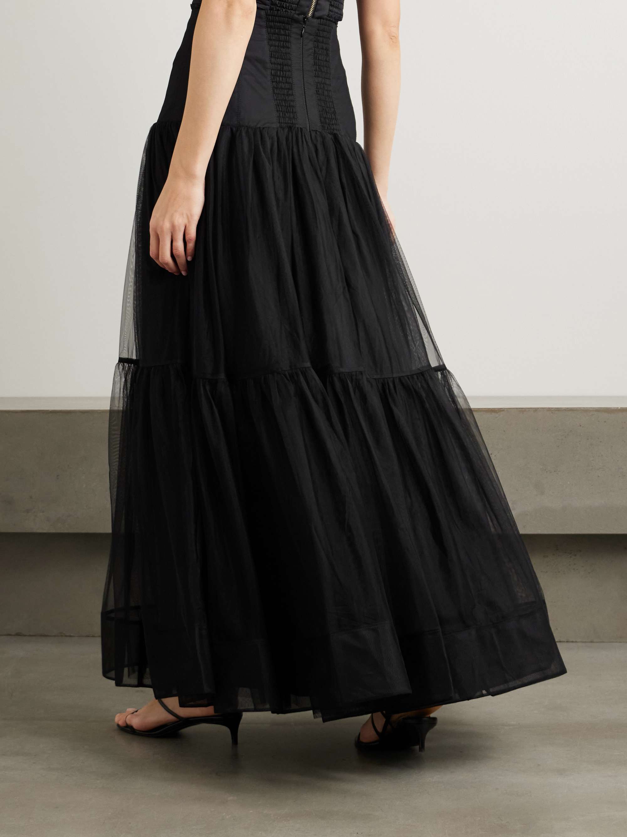 Gia tiered mesh maxi skirt view