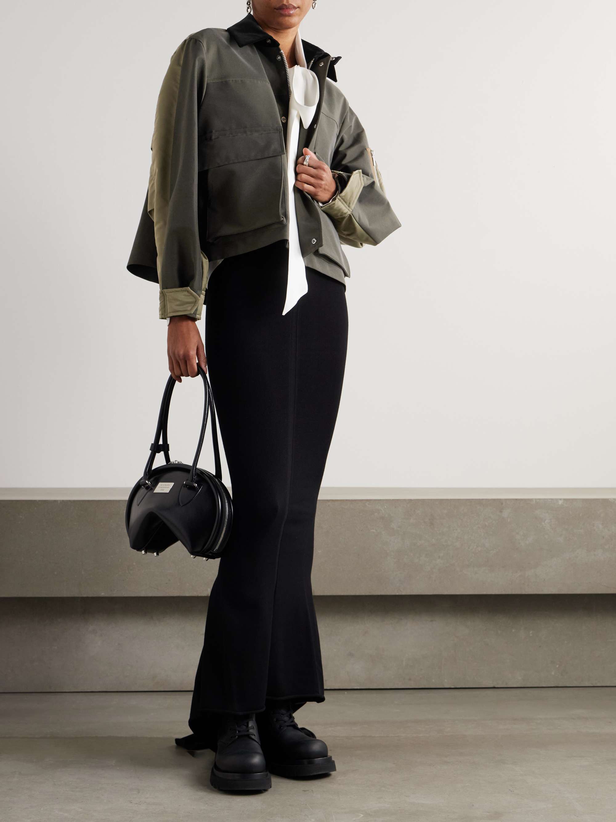 Velvet and satin-trimmed cotton-blend twill jacket view
