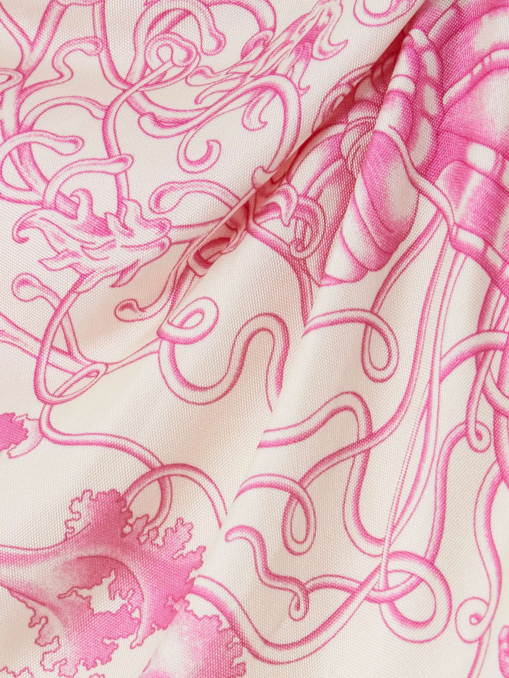 Wrap-effect draped printed silk-satin skirt view