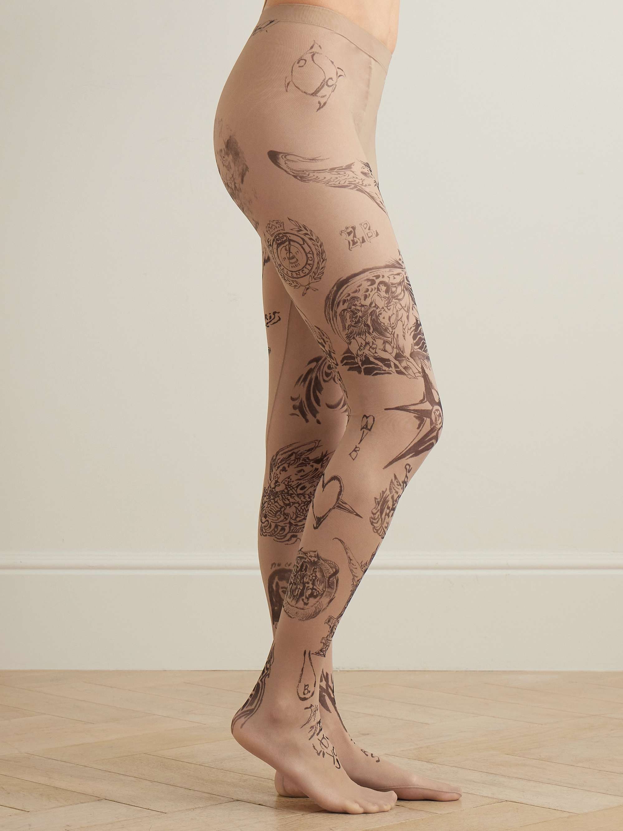 Tat printed stretch-tulle tights view