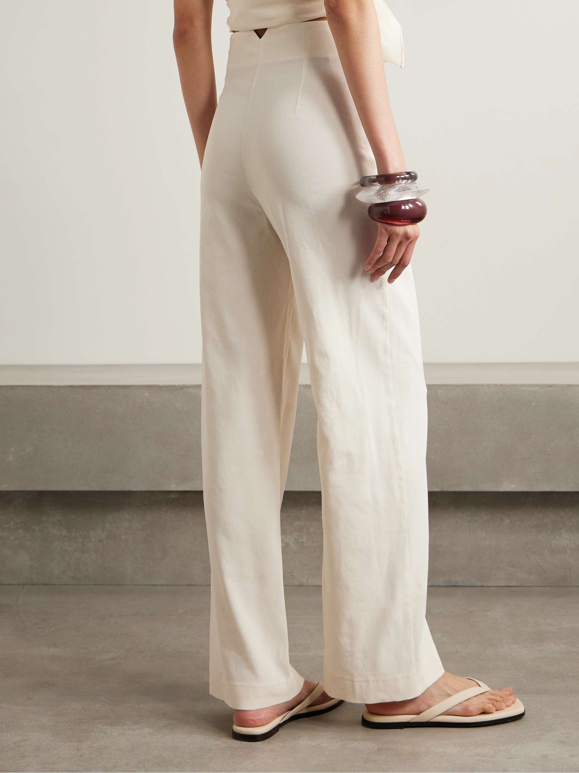 Asa linen-blend crepe straight-leg pants view