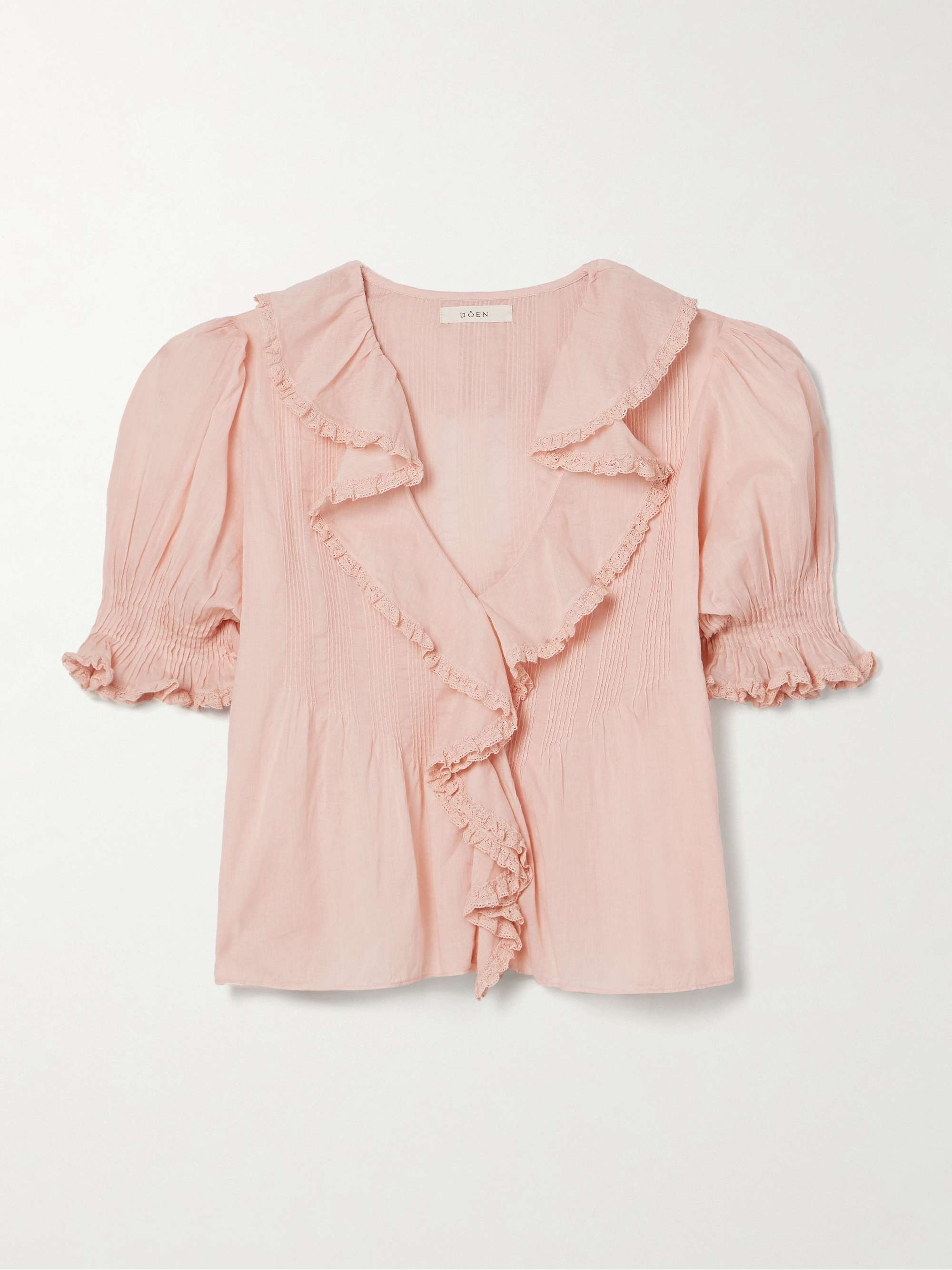 Henri lace-trimmed ruffled pintucked organic cotton-voile blouse hero visual