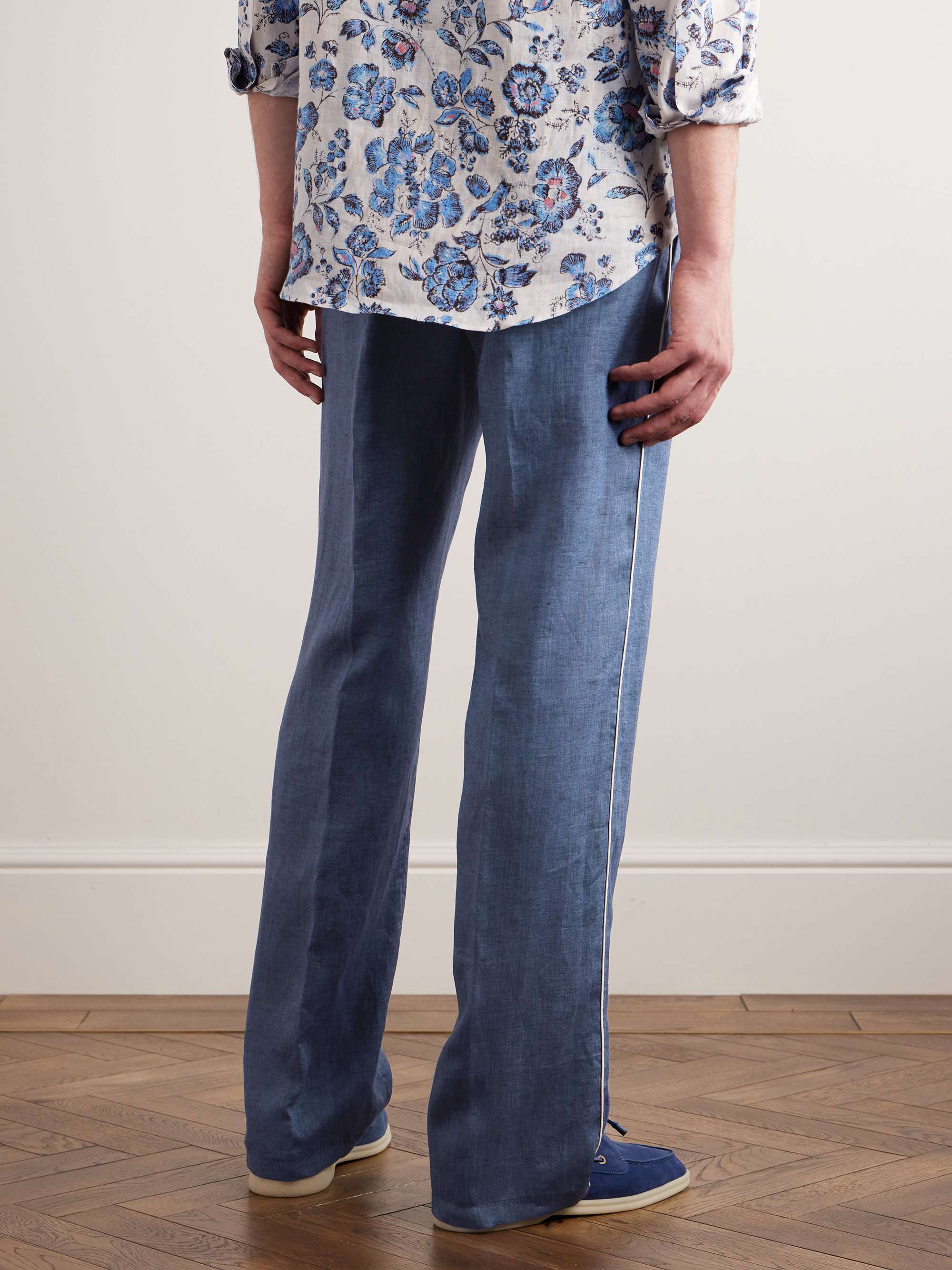 Hierai Straight-Leg Linen Drawstring Trousers view