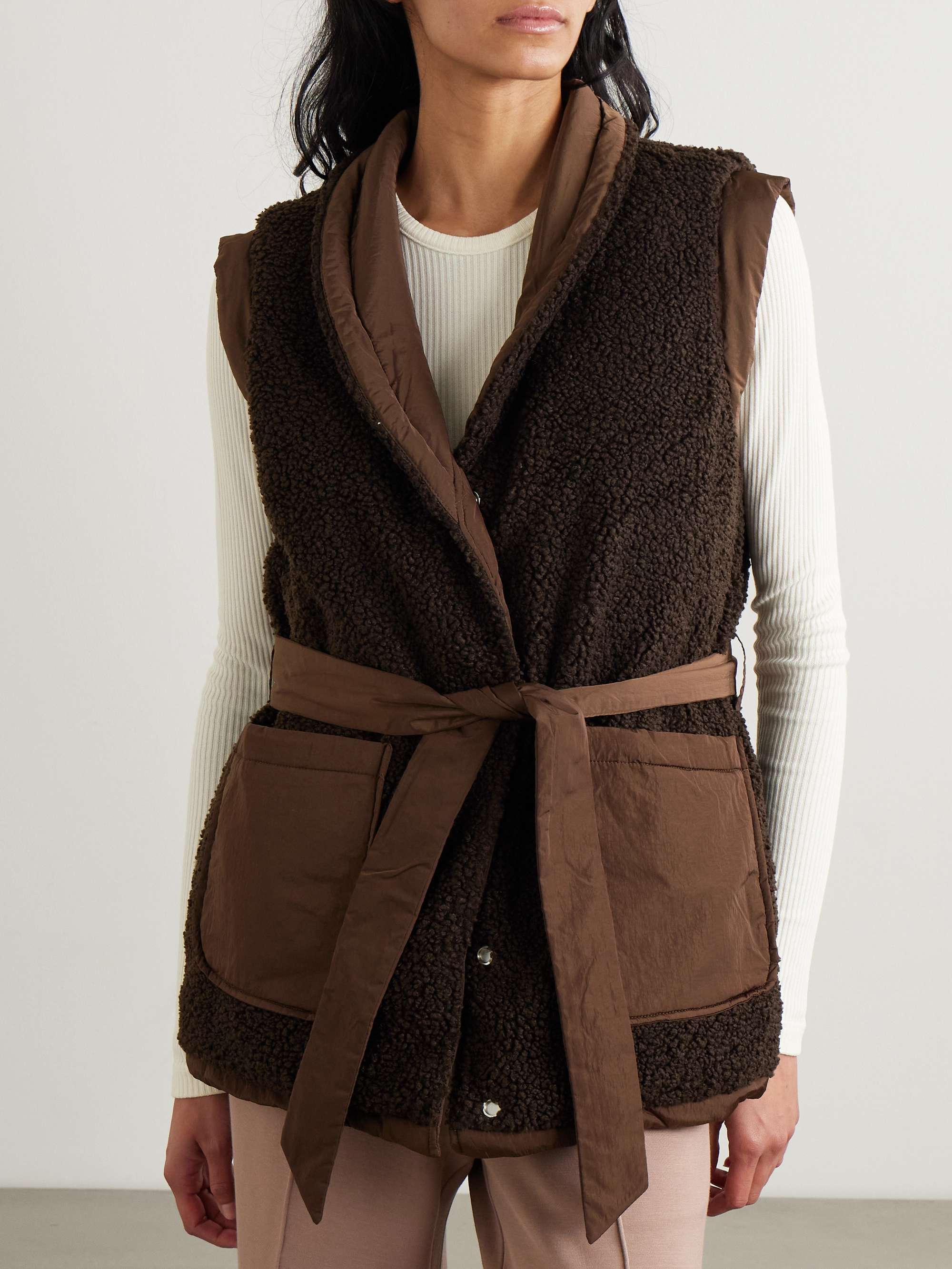 lanville belted reversible bouclé and quilted shell vest view