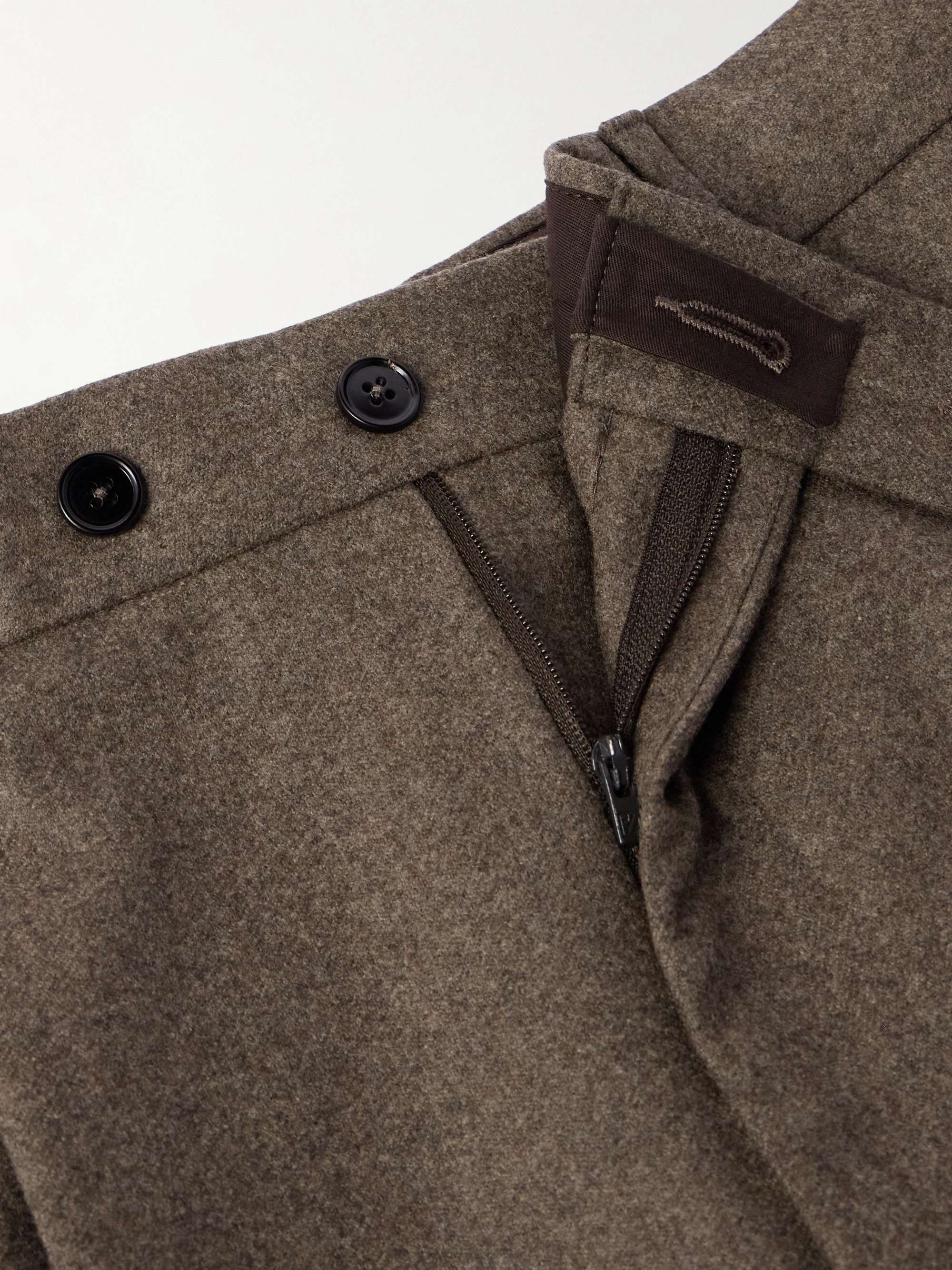 Straight-Leg Pleated Wool-Flannel Trousers view