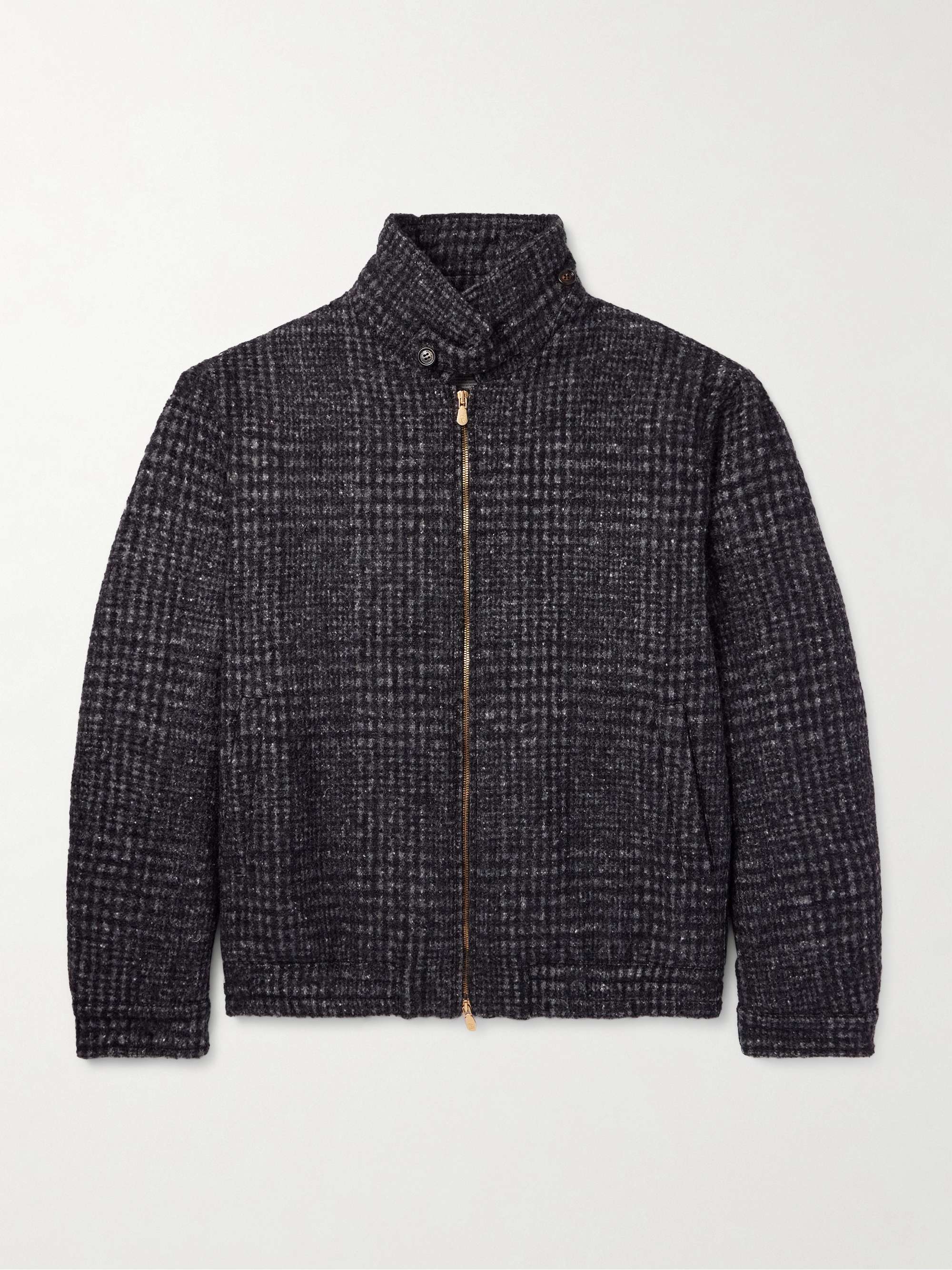 Prince of Wales Checked Virgin Wool-Blend Bomber Jacket hero visual