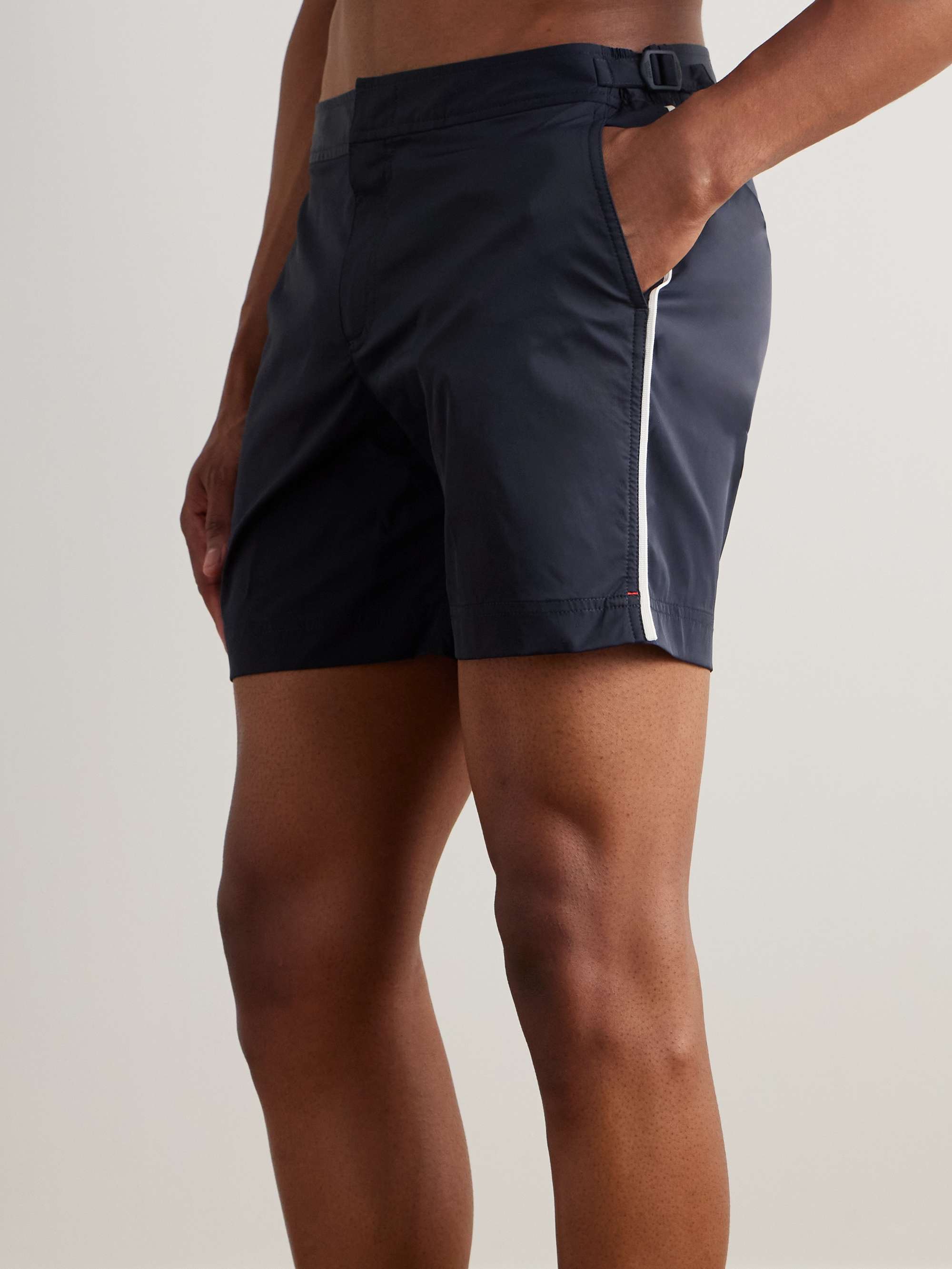 Bulldog Straight-Leg Mid-Length Striped Swim Shorts view