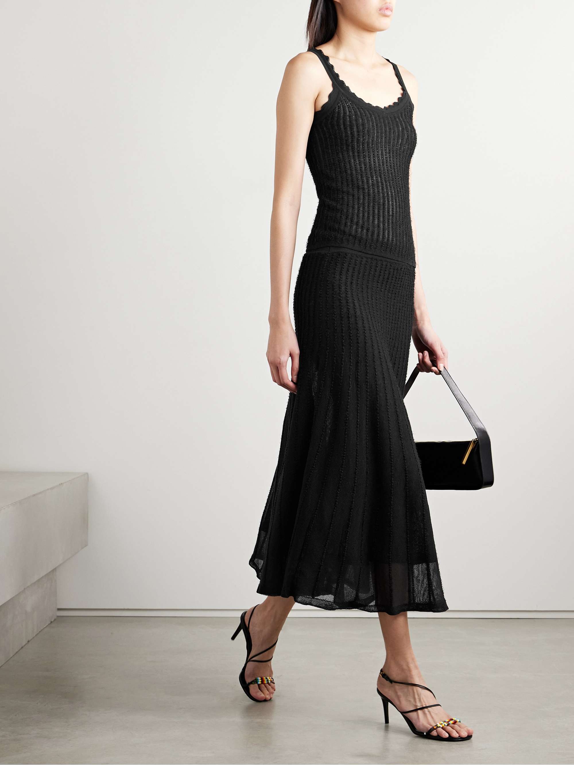 Dawn pointelle-knit midi skirt view