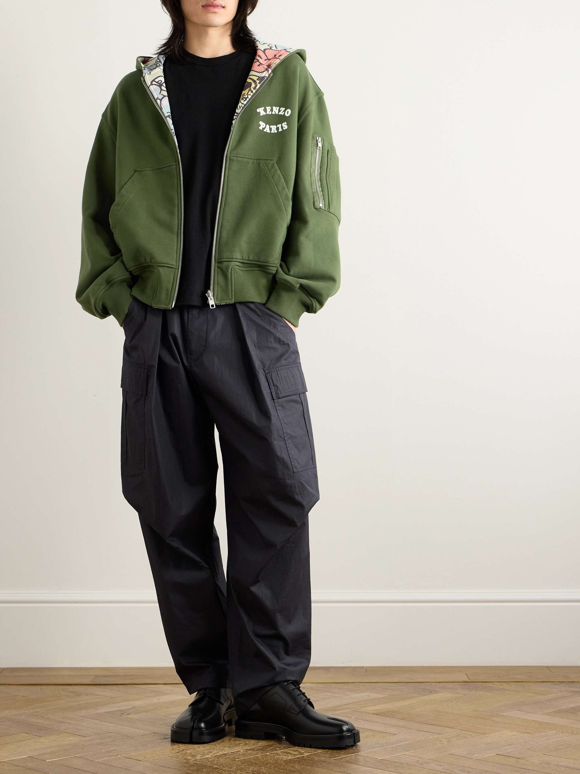 + Verdy Market Logo-Print Reversible Cotton-Blend Jersey and Waffle-Knit Zip-Up Hoodie view