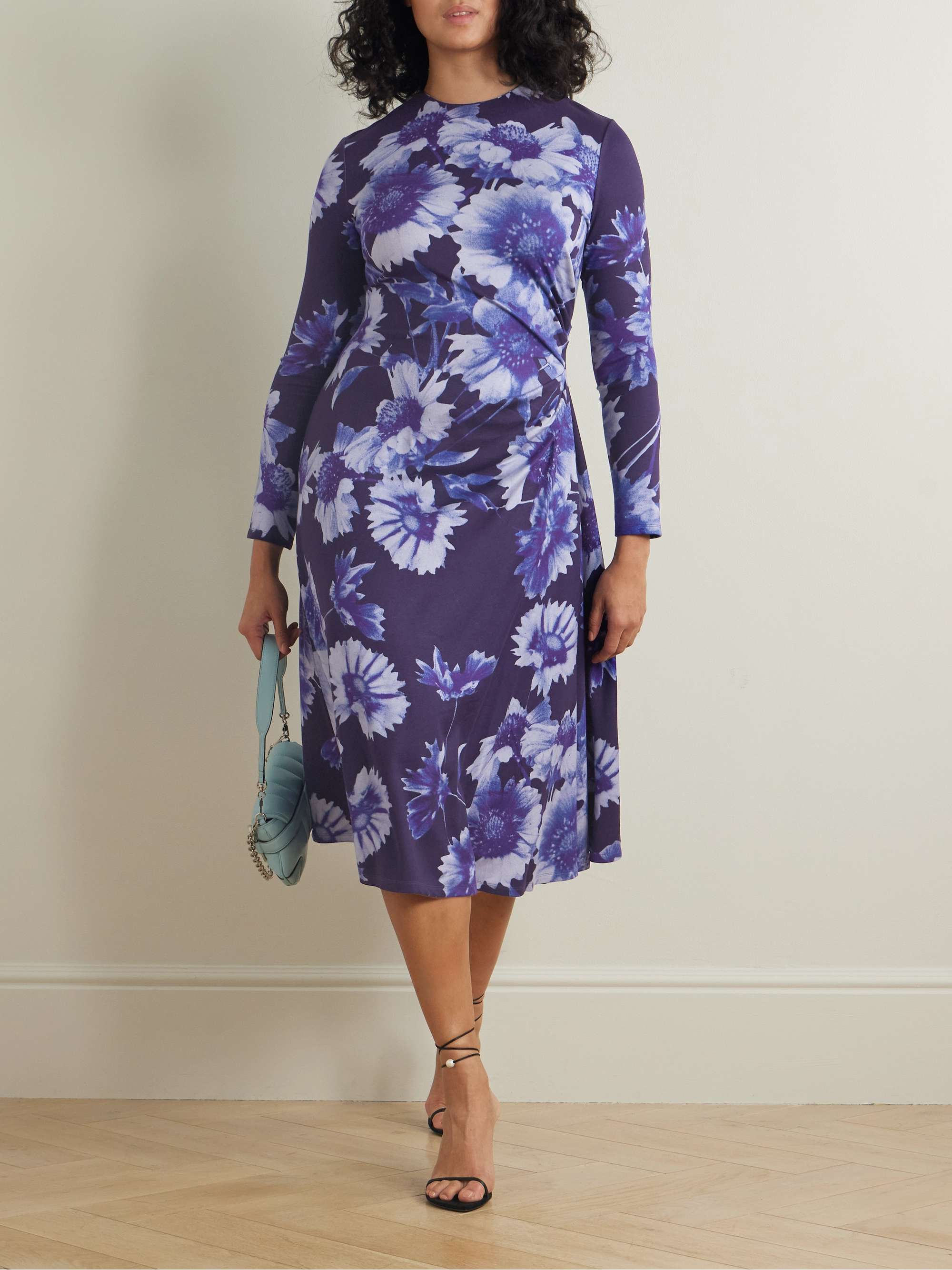Troubridge floral-print gathered stretch-jersey midi dress view