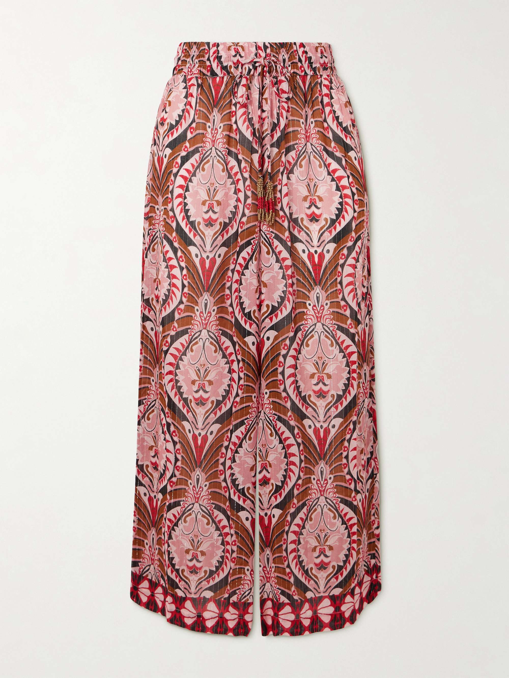 Pineapple Jewelry cropped embellished printed voile wide-leg pants hero visual