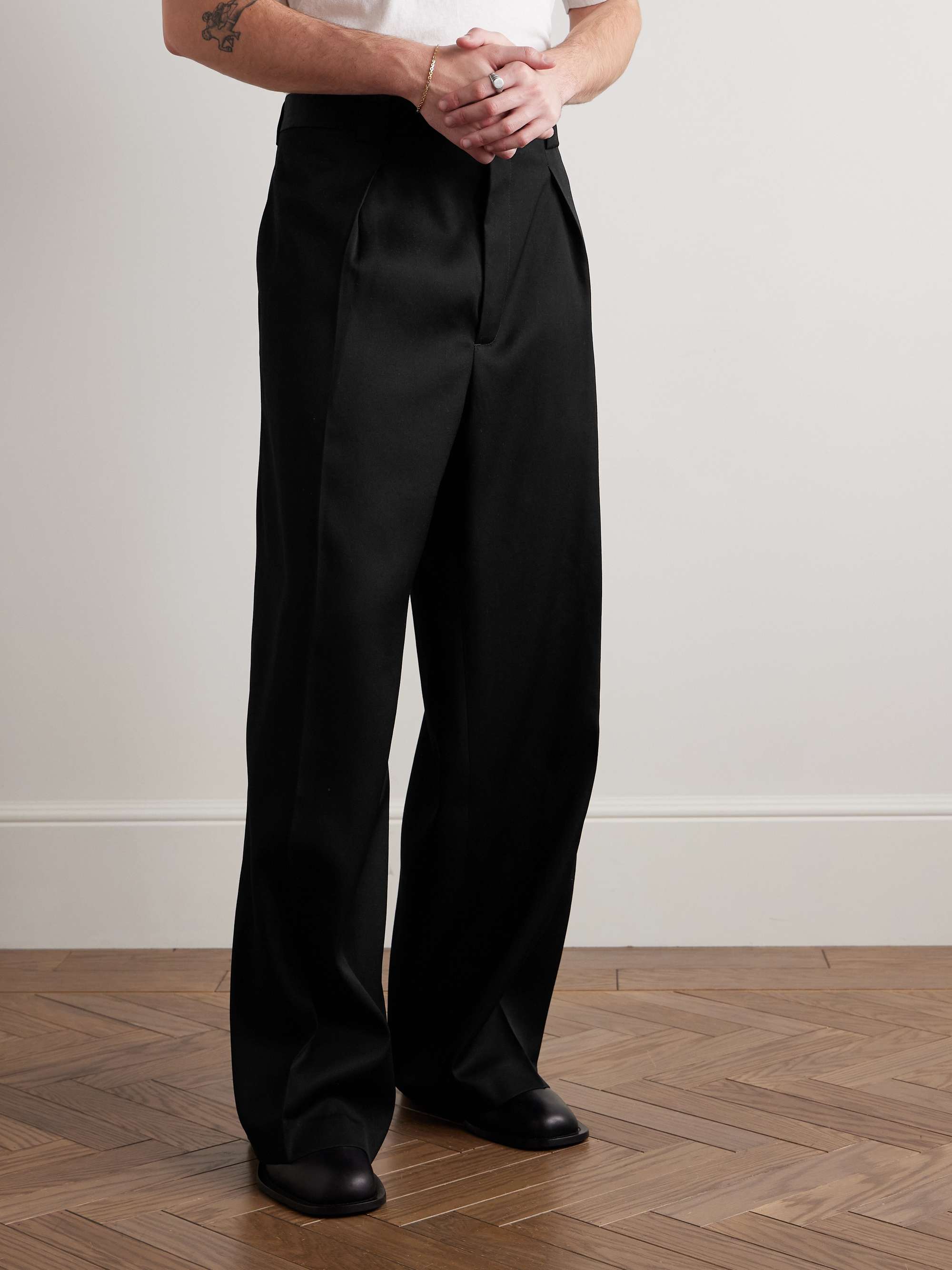 Boiler Room Wide-Leg Pleated Virgin Wool-Gabardine Trousers view