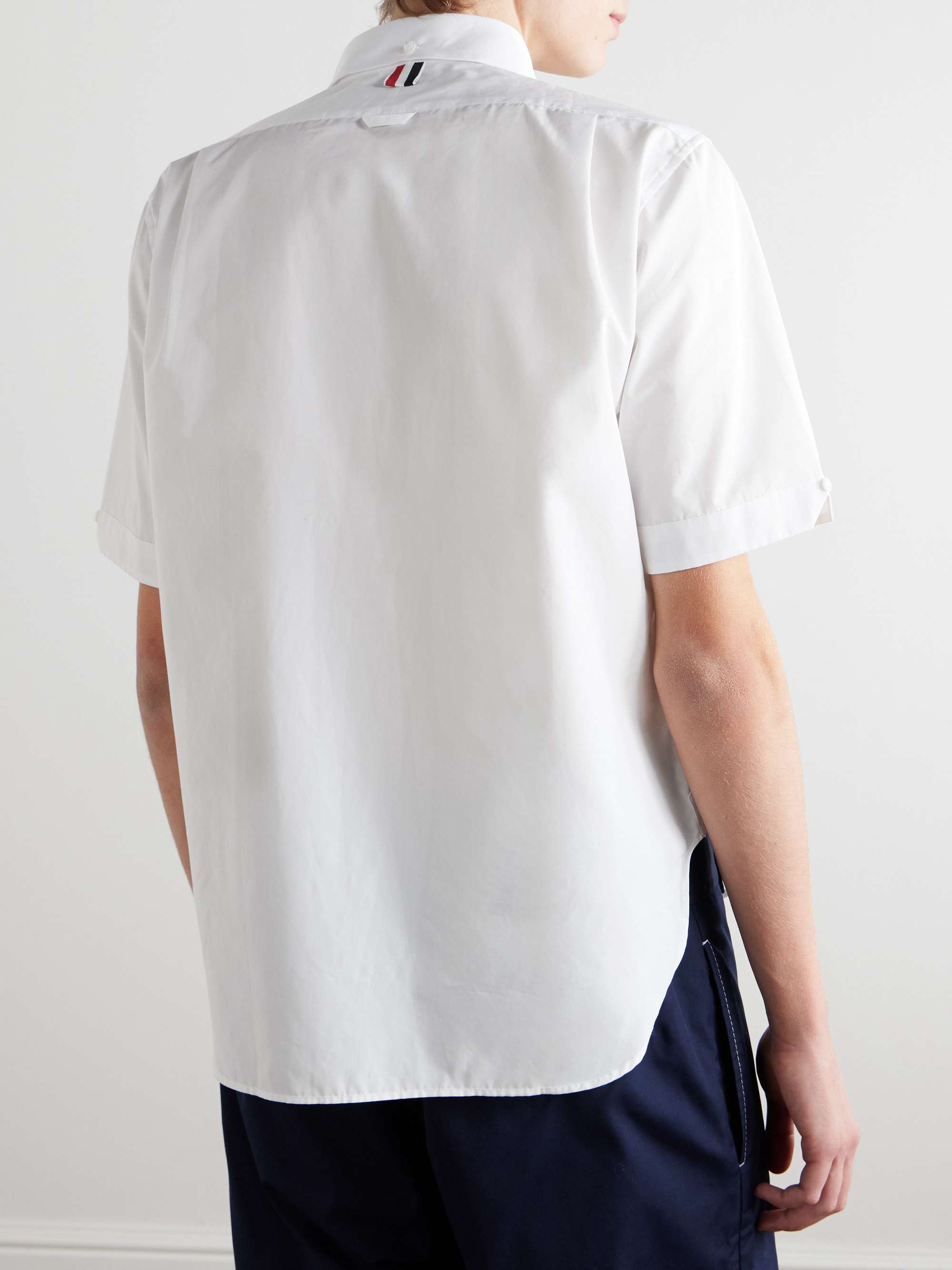 Penny-Collar Logo-Appliquéd Cotton-Poplin Shirt view