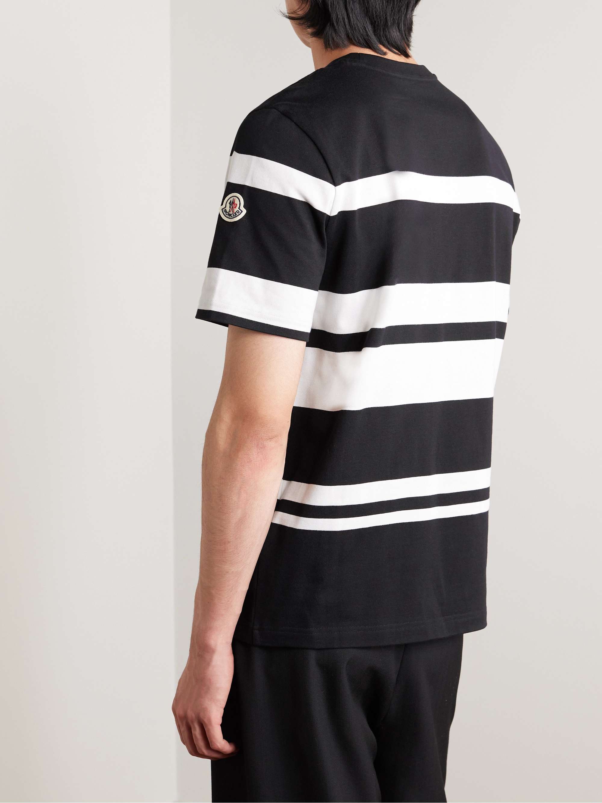 Logo-Appliquéd Metallic Striped Cotton-Jersey T-Shirt view