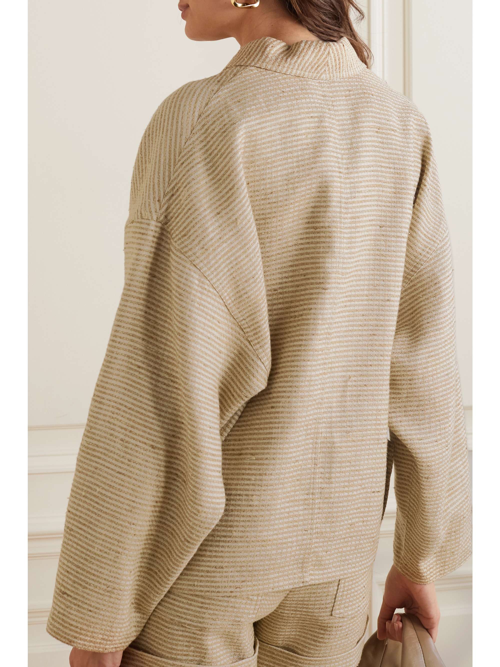 Shana striped linen and cotton-blend canvas jacket view