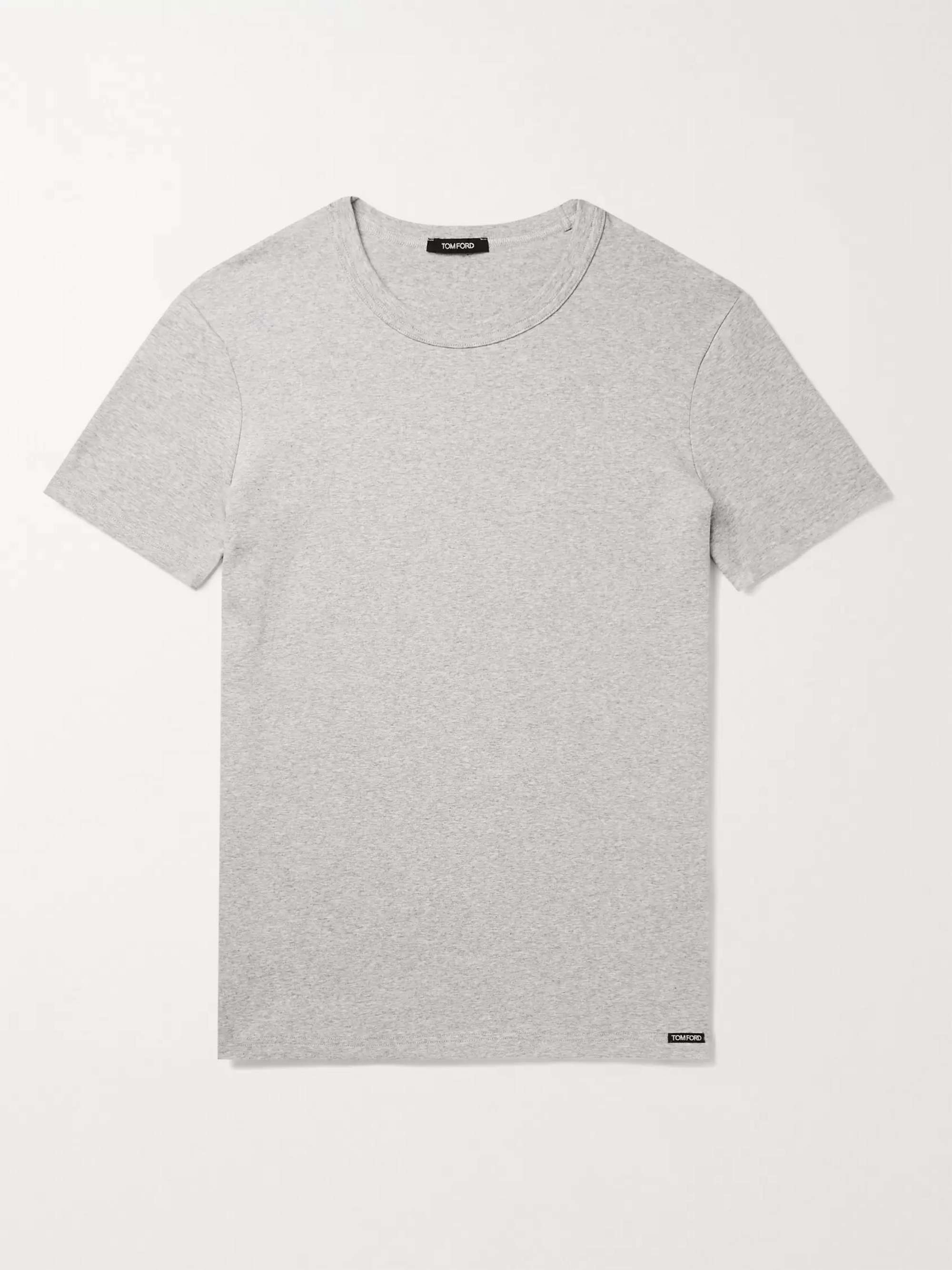 Slim-Fit Mélange Stretch-Cotton Jersey T-Shirt view