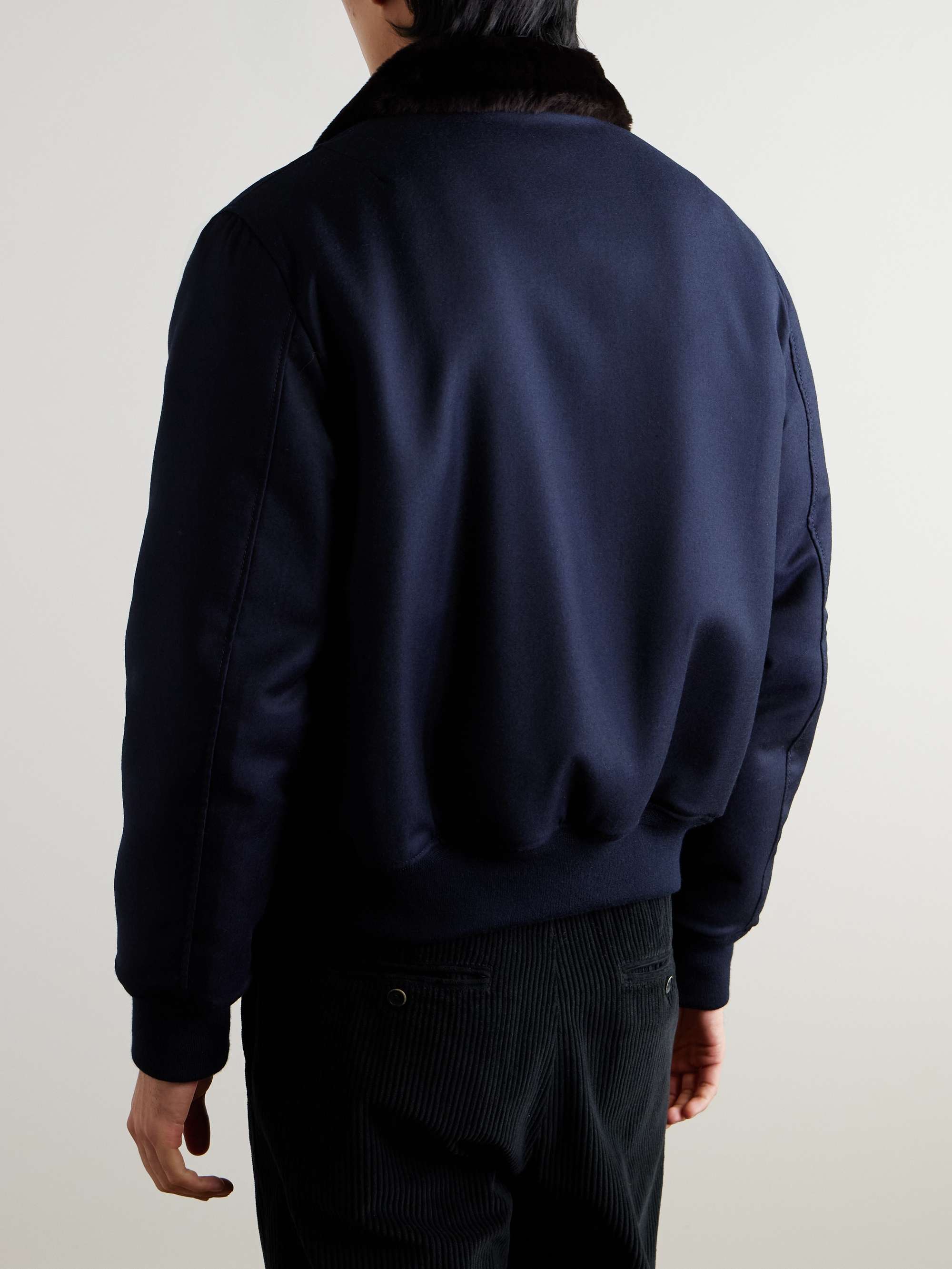 Shearling-Lined Brushed-Wool Jacket view