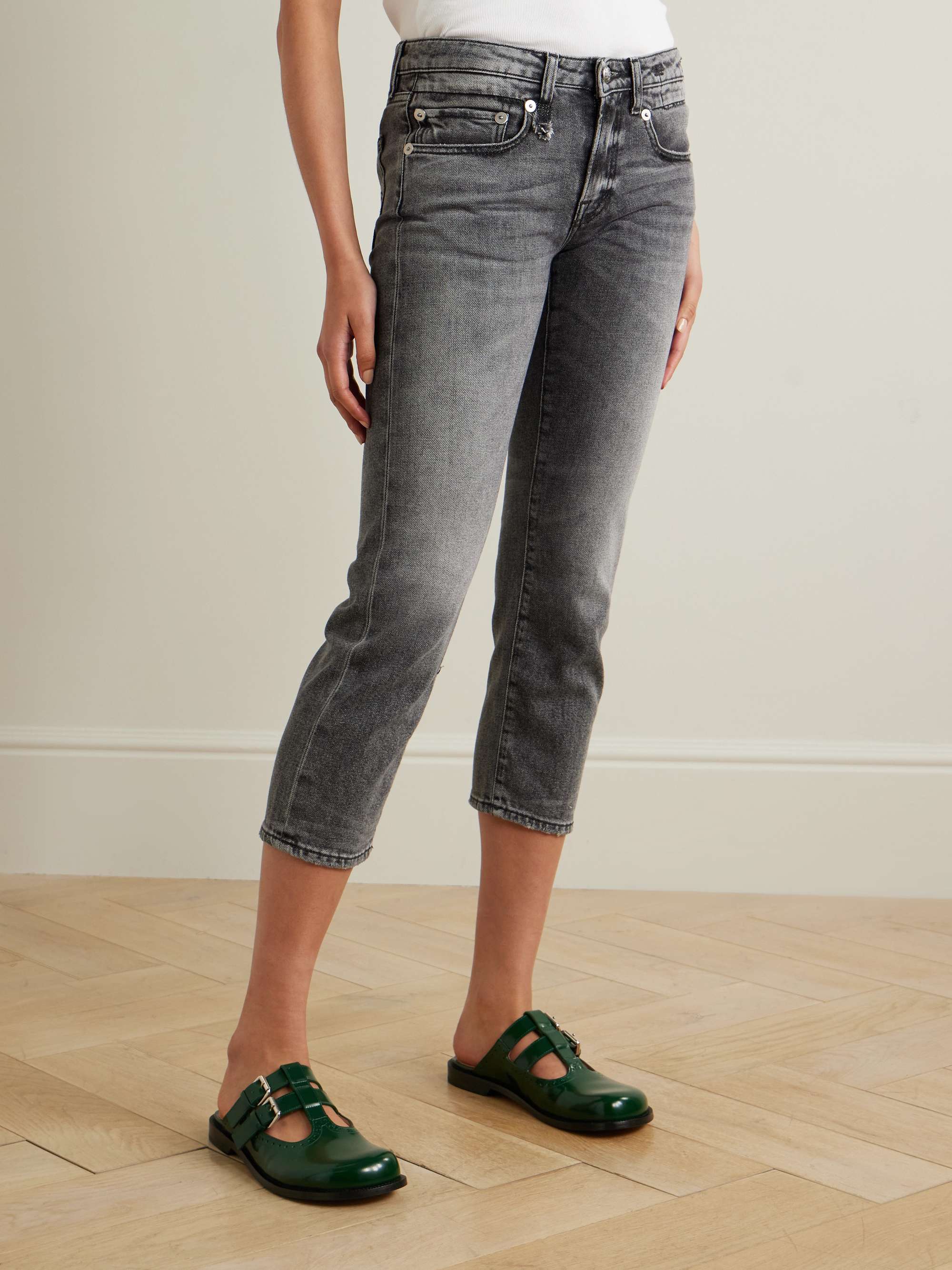 Boy cropped distressed low-rise slim-leg jeans view