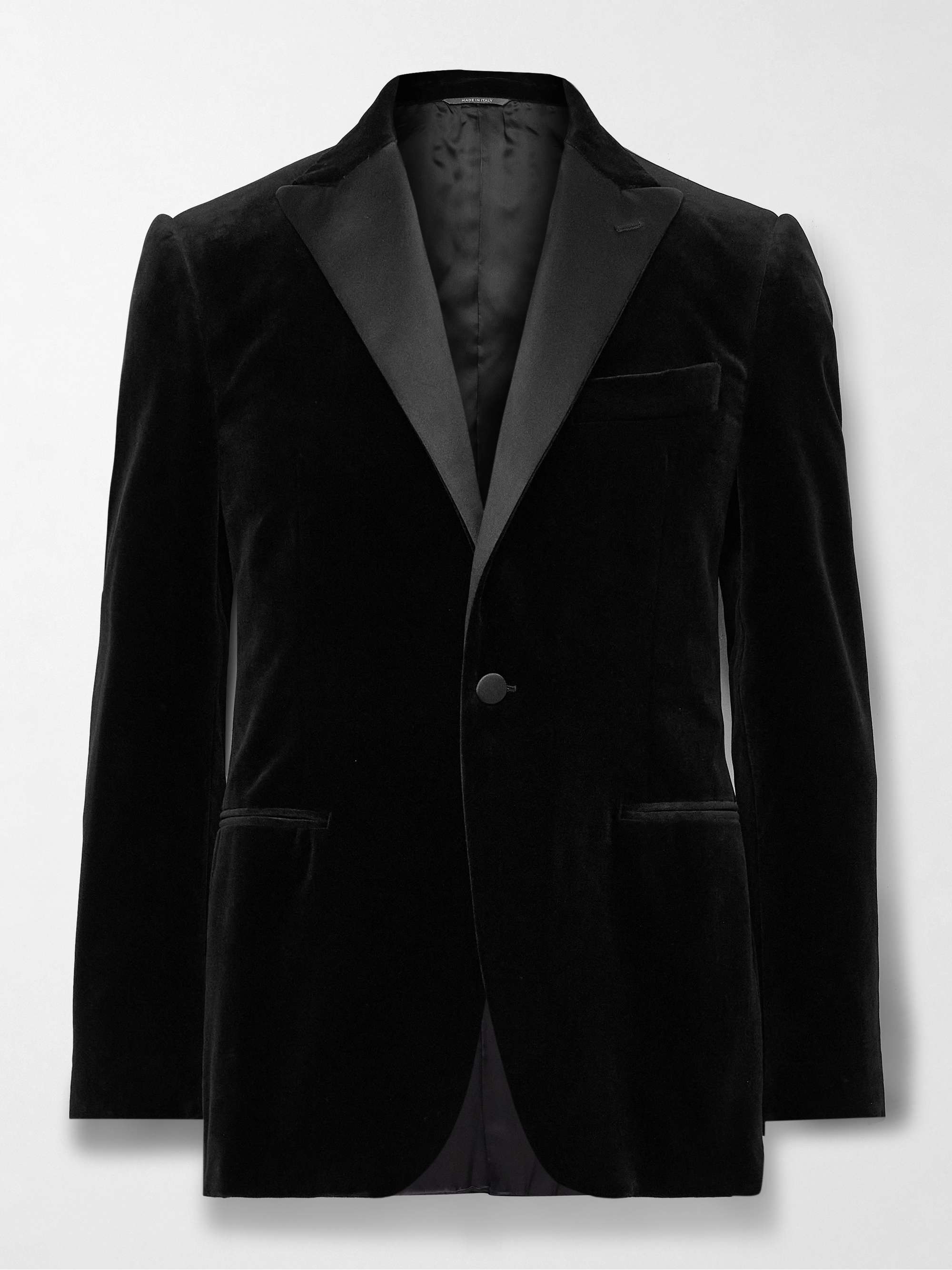 Slim-Fit Satin-Trimmed Cotton-Velvet Tuxedo Jacket hero visual