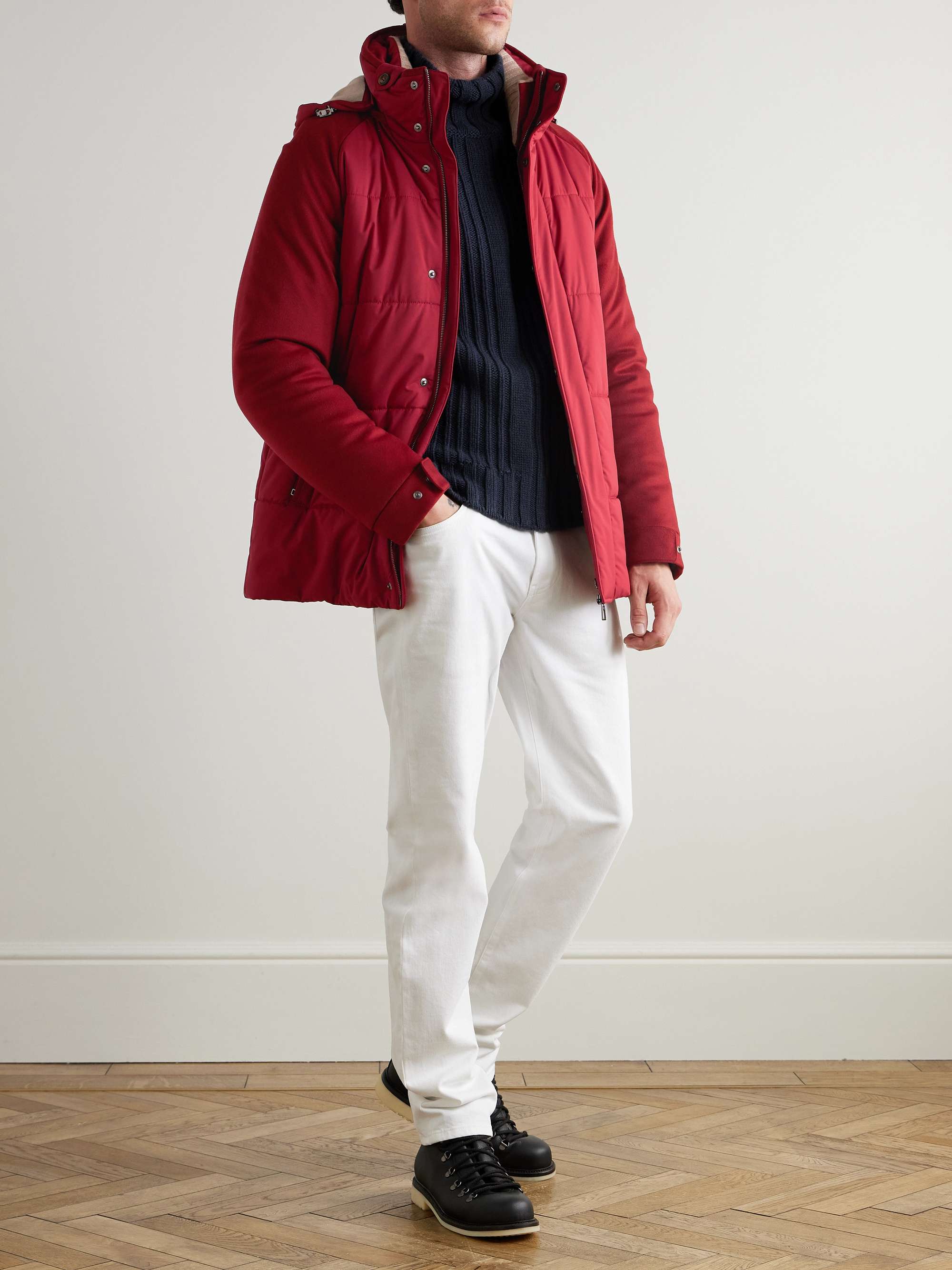 Storm System Quilted Baby Cashmere and Shell Hooded Jacket view