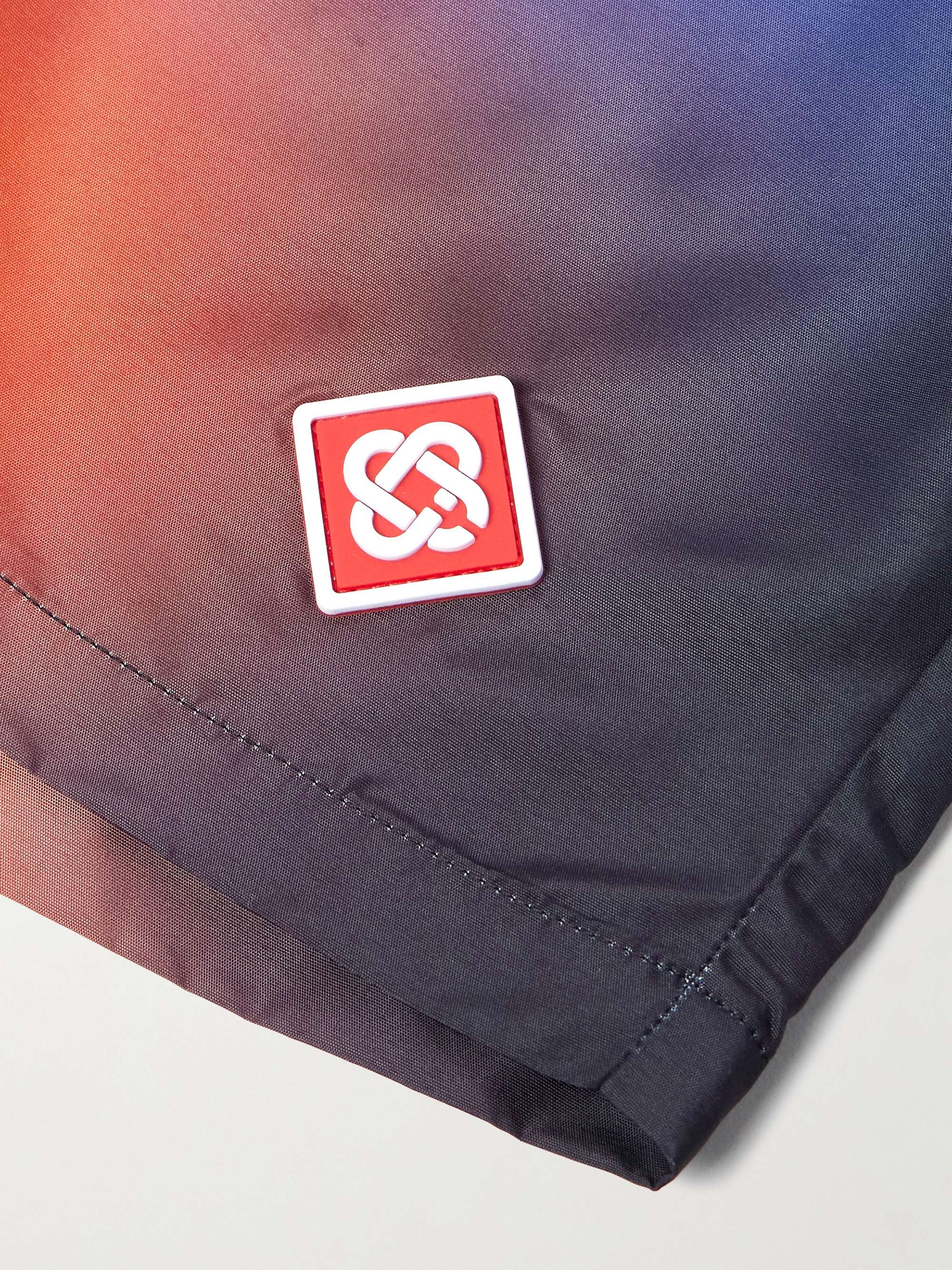 Straight-Leg Mid-Length Dégradé Logo-Appliquéd Swim Shorts view