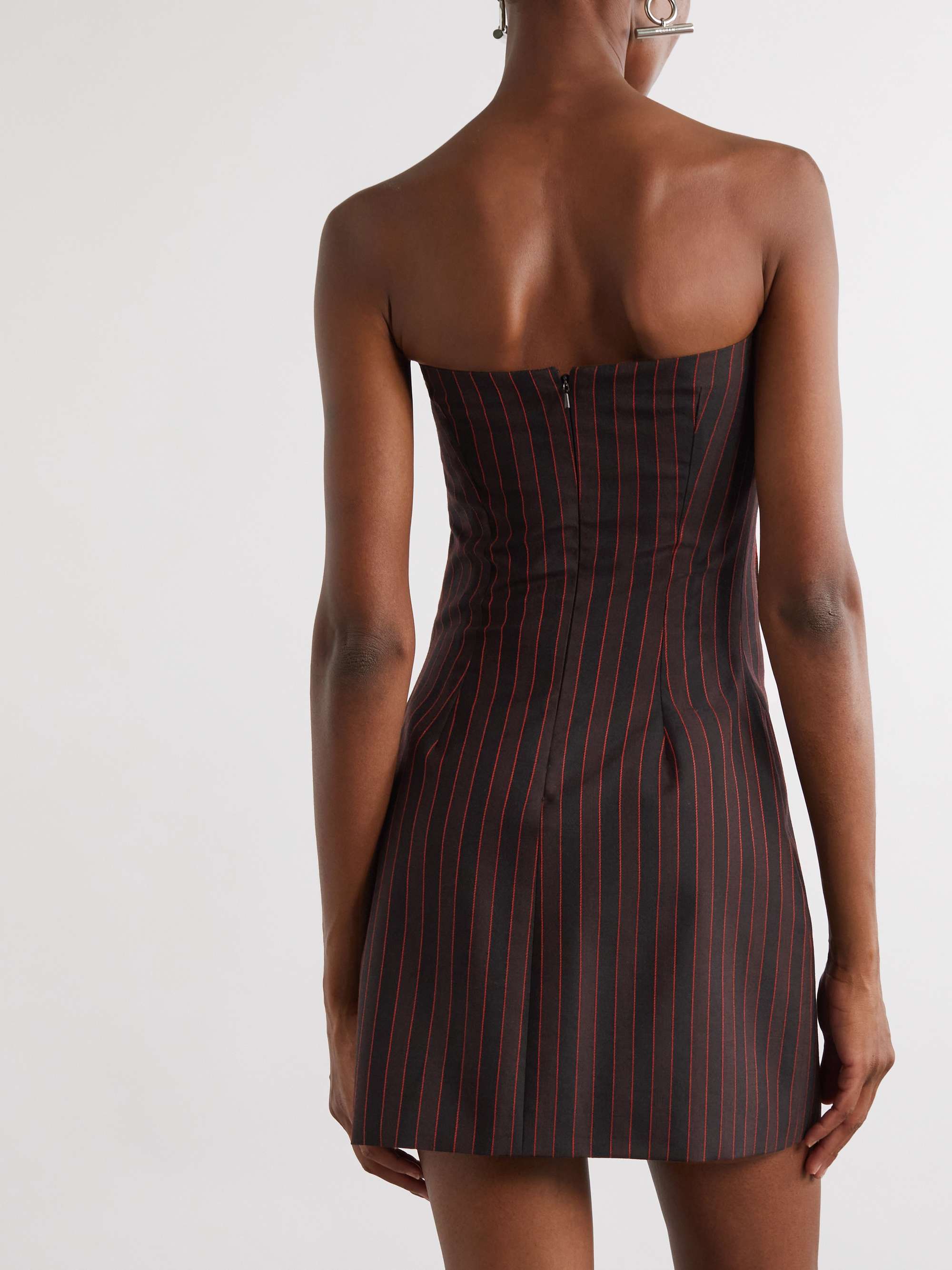 Strapless embroidered cotton-jacquard mini dress view