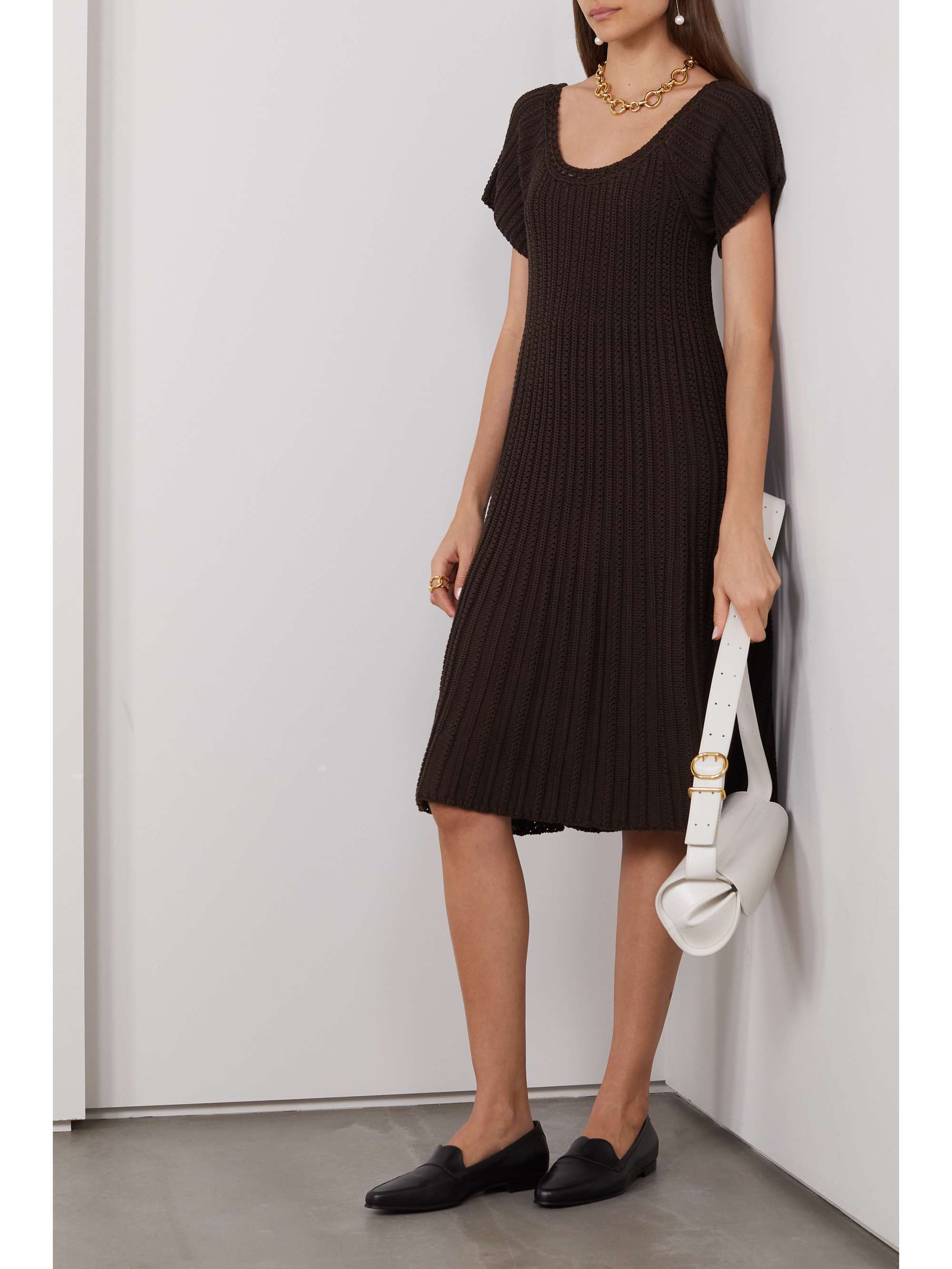 Castellana crocheted silk and cotton-blend dress view