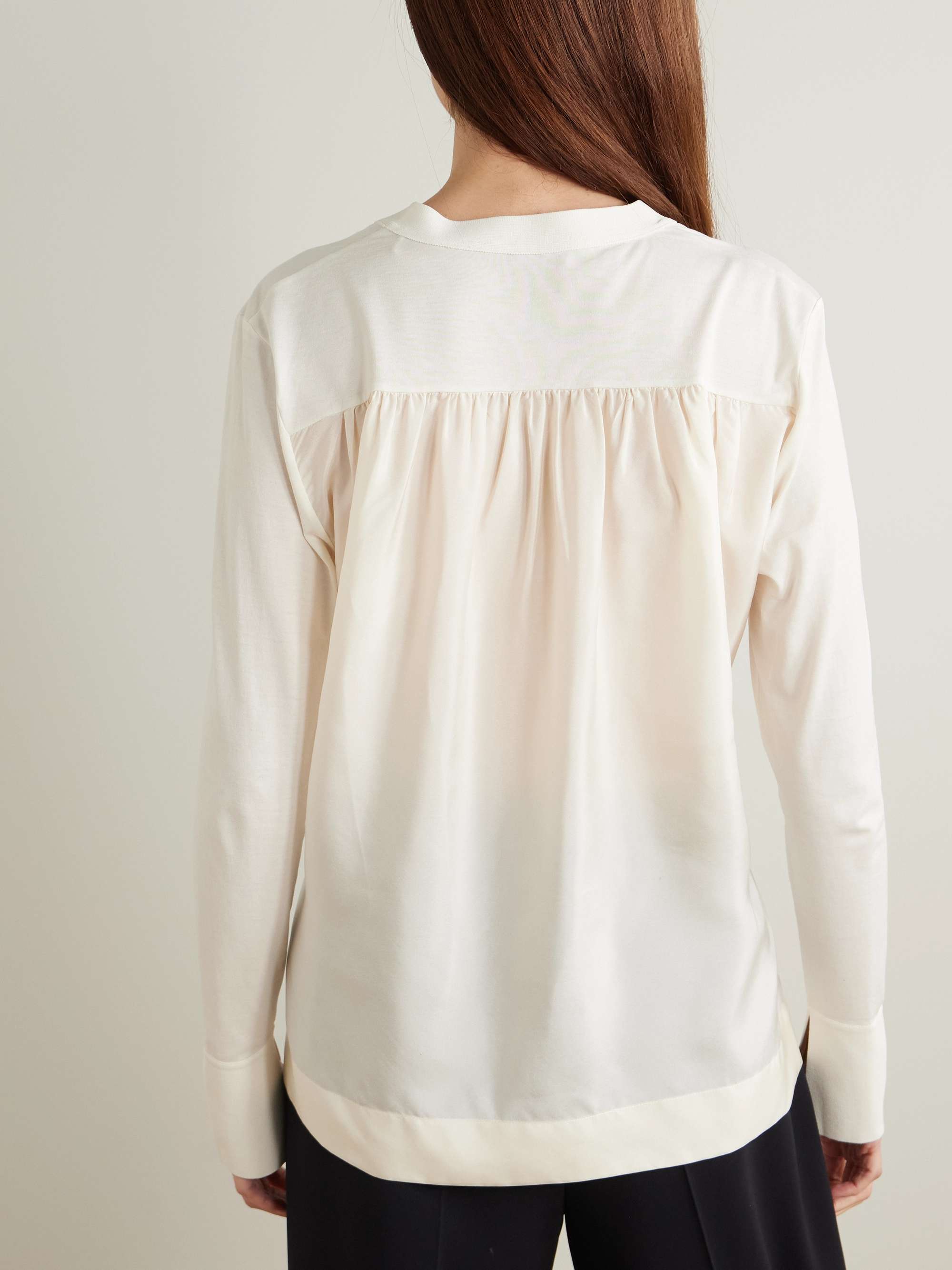 Cotton and silk-blend and silk-habotai cardigan view