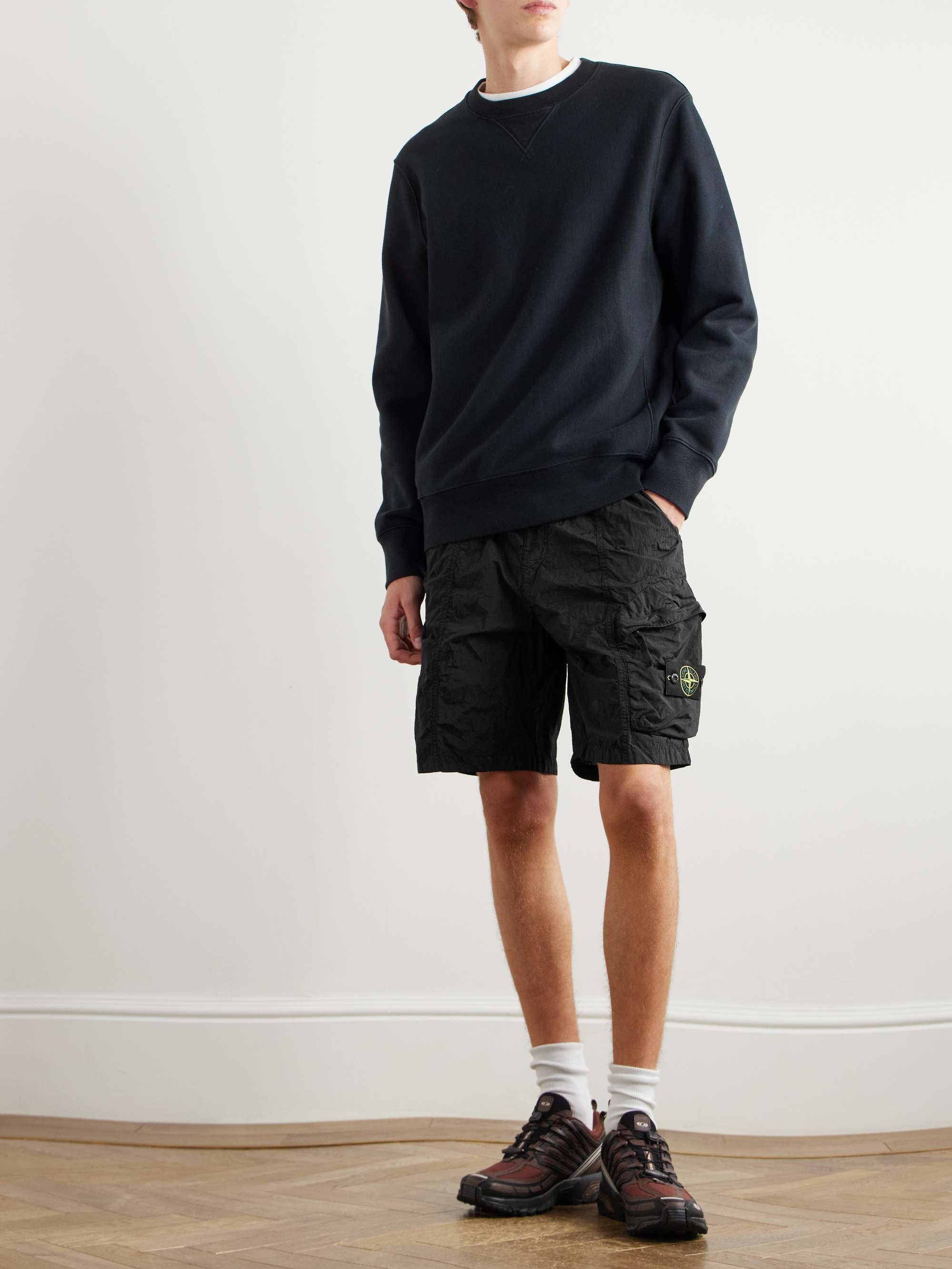 Straight-Leg Logo-Appliquéd Garment-Dyed ECONYL® Nylon Metal Shorts view