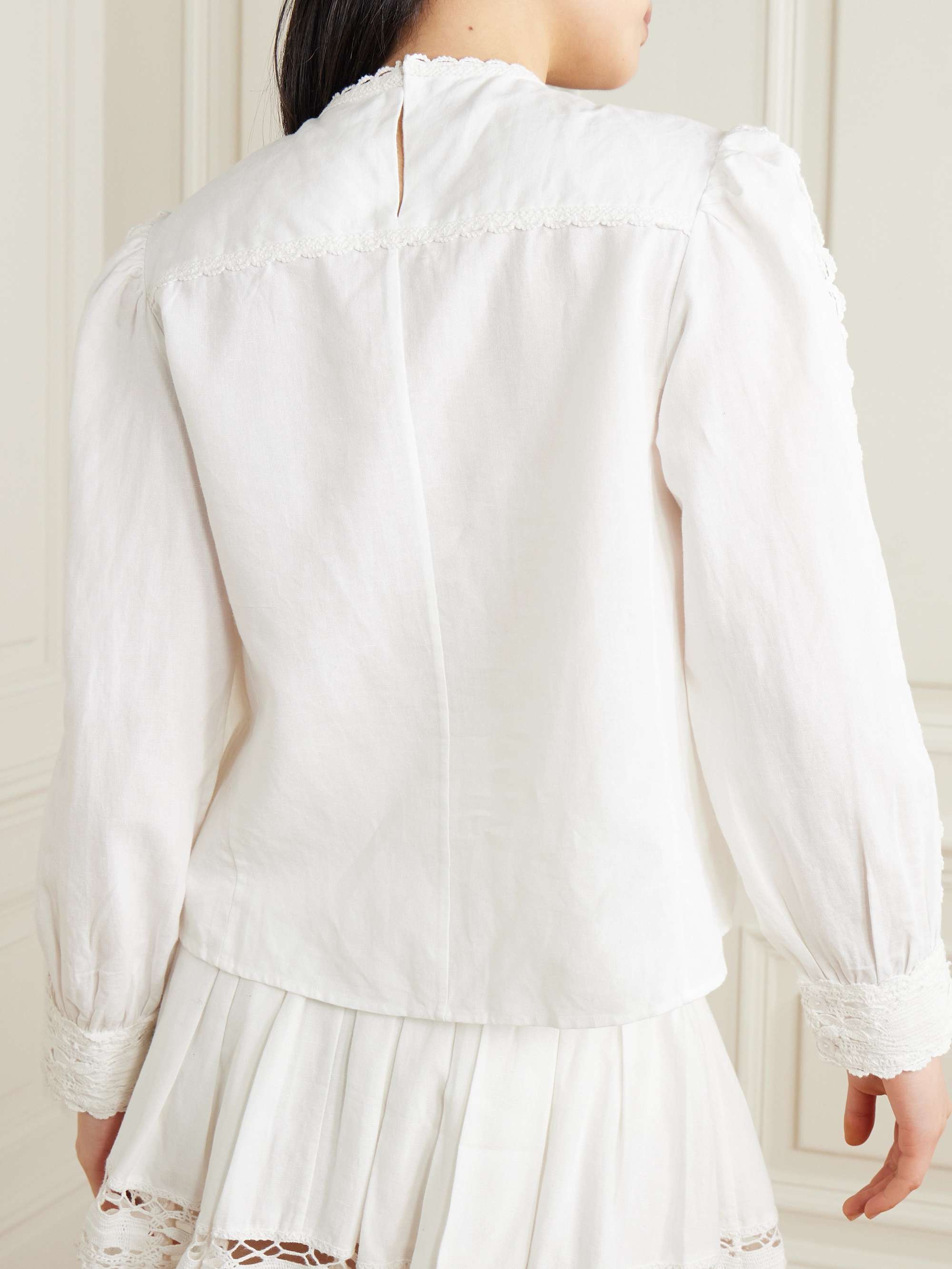 Valmira lace-trimmed linen and cotton-blend blouse view