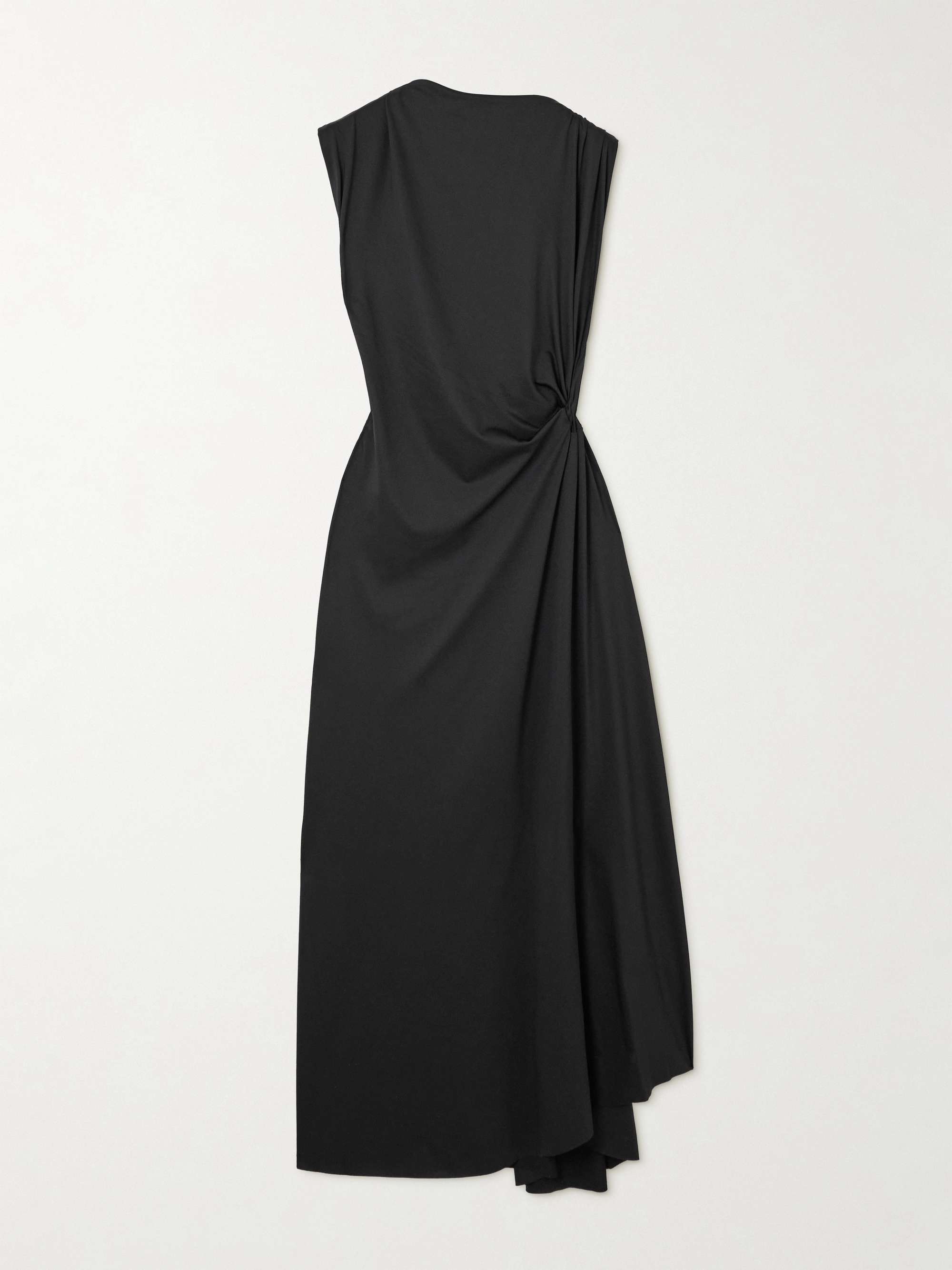 Asymmetric draped crepe midi dress hero visual