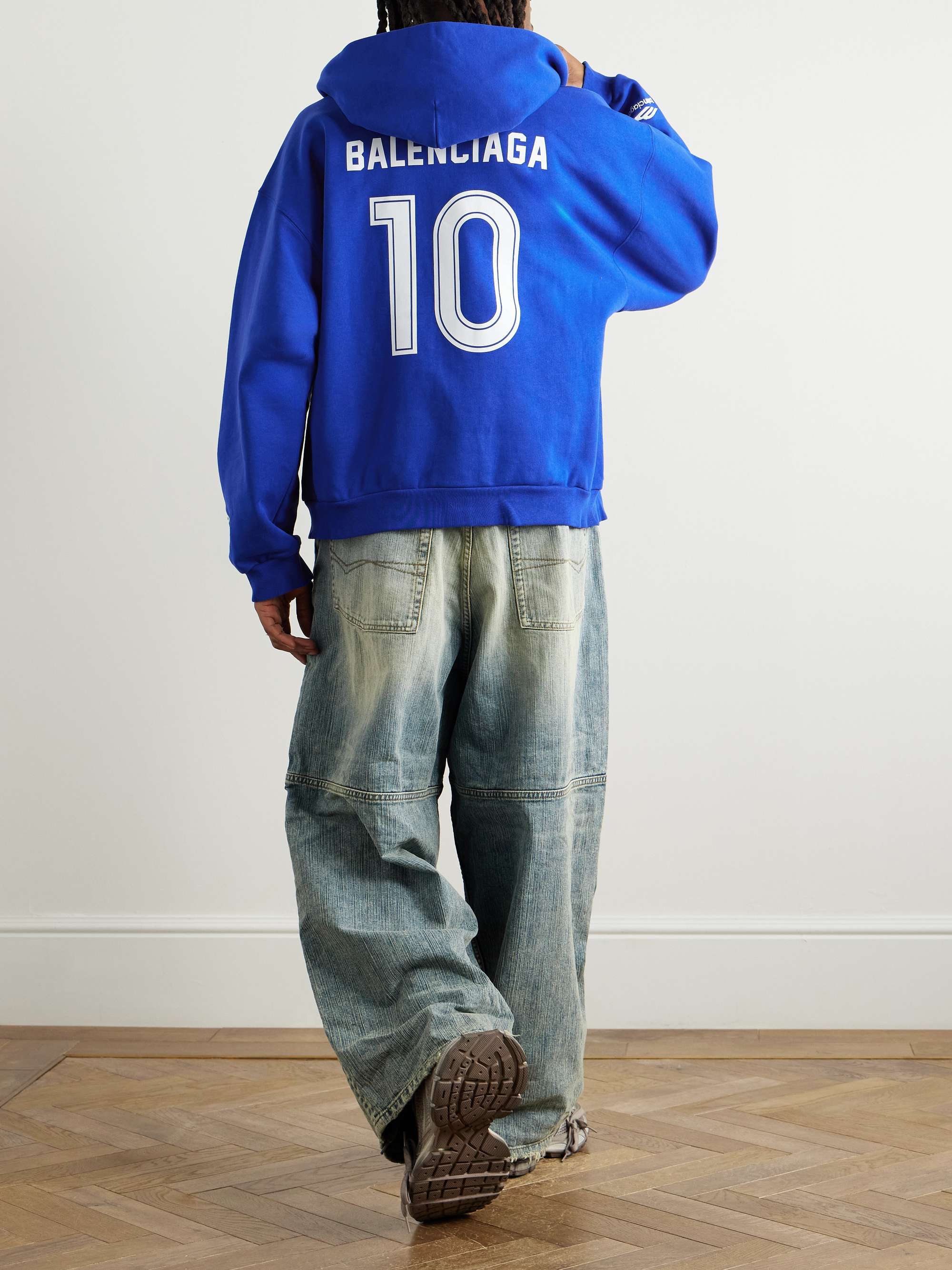 Oversized Logo-Print Appliquéd Cotton-Jersey Zip-Up Hoodie view