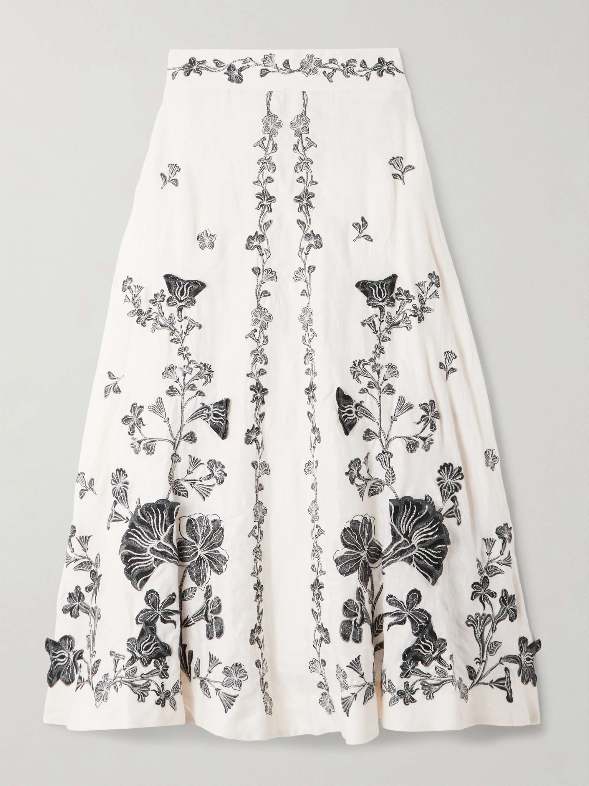 Bergamota embroidered linen midi skirt hero visual