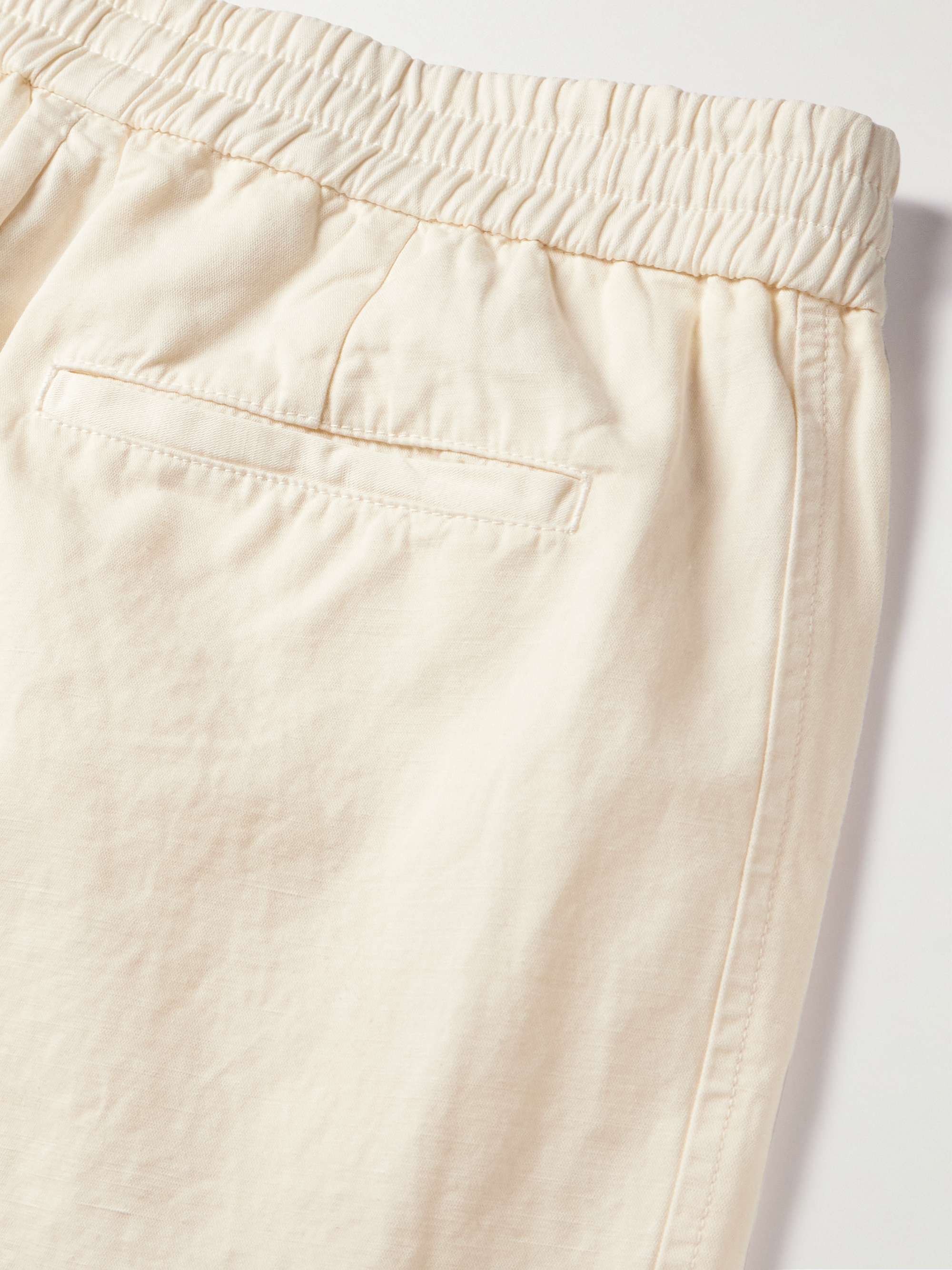 Straight-Leg Pleated Cotton and Linen-Blend Trousers view