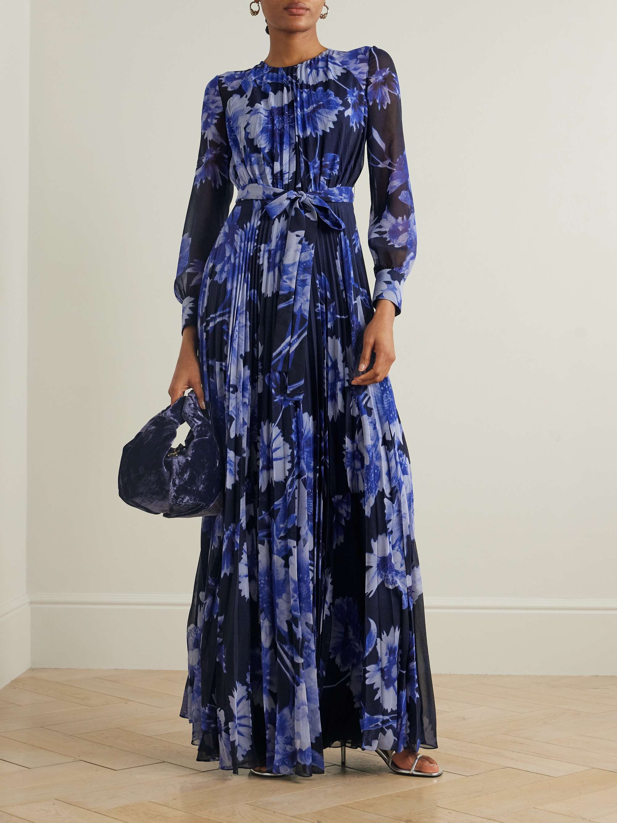 Troubridge pleated floral-print silk-voile gown view
