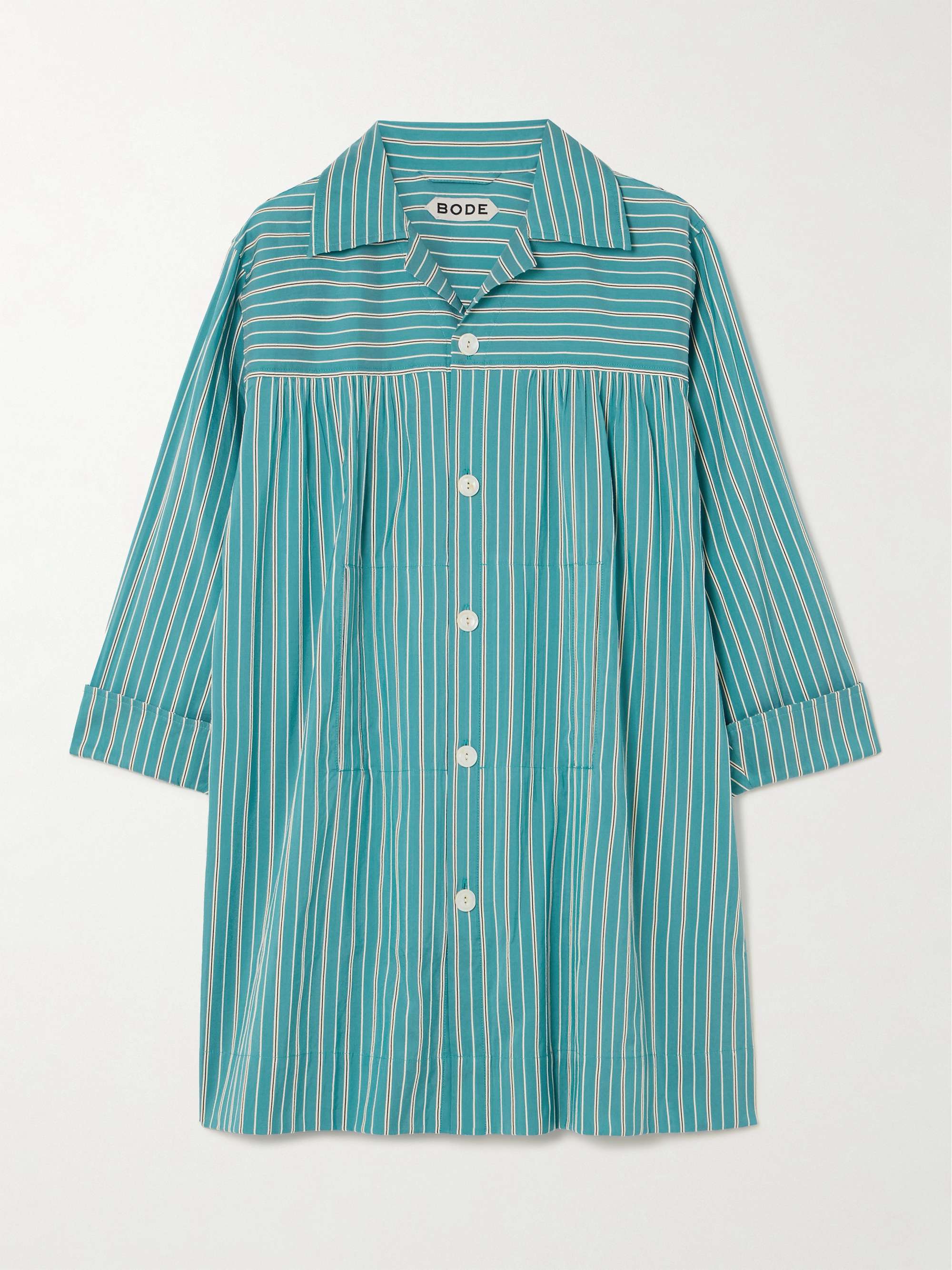Shore Stripe Quincy cotton-blend poplin mini shirt dress hero visual