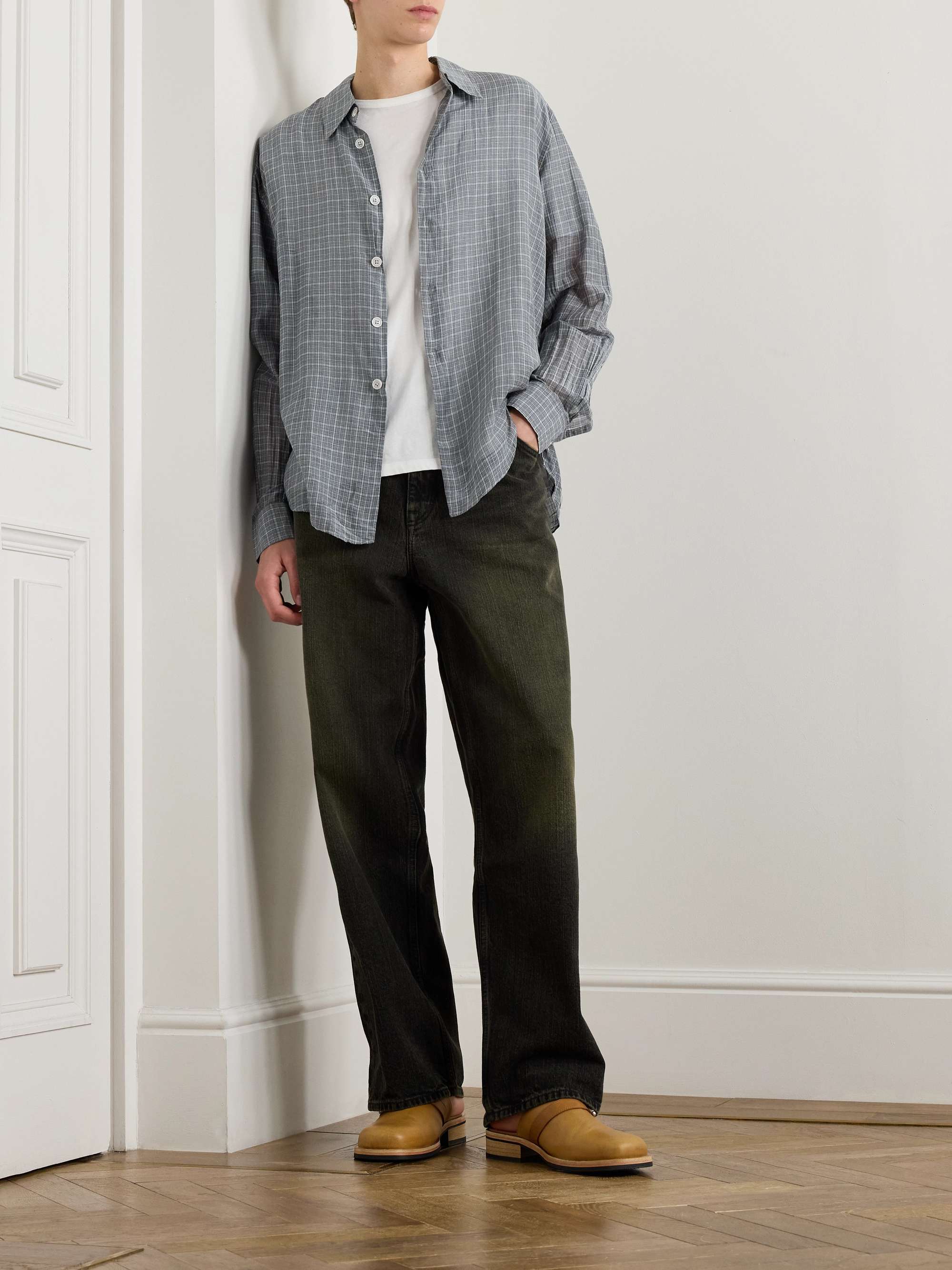 Beyond Checked Cotton and Silk-Blend Shirt view