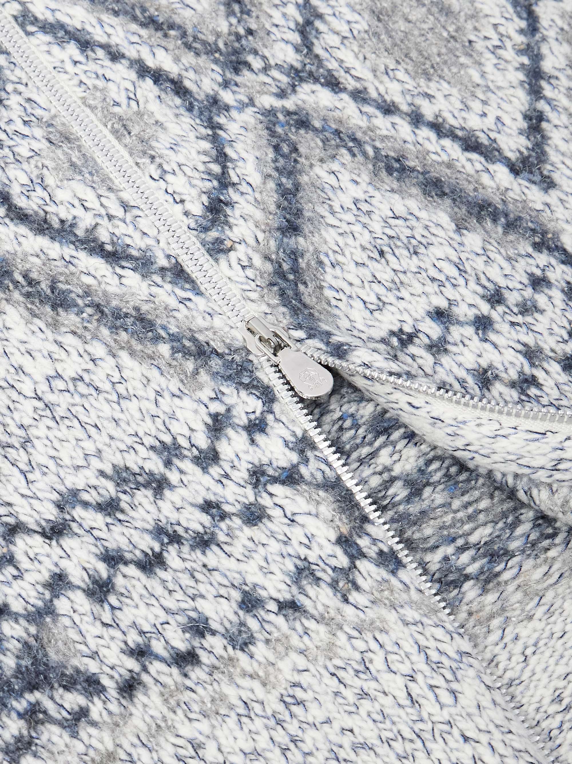Fair Isle Wool, Silk and Cashmere-Blend Zip-Up Cardigan view