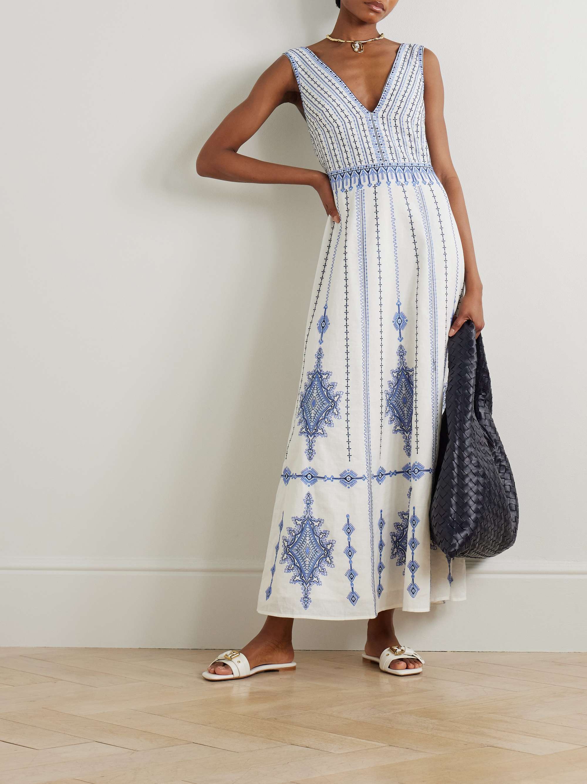 Nellie embroidered linen and cotton-blend maxi dress view