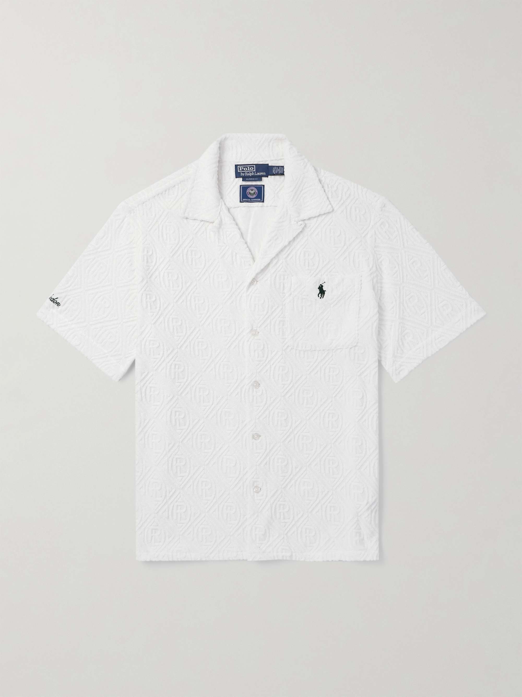 + Wimbledon Camp-Collar Logo-Embroidered Cotton-Blend Terry Jacquard Shirt hero visual