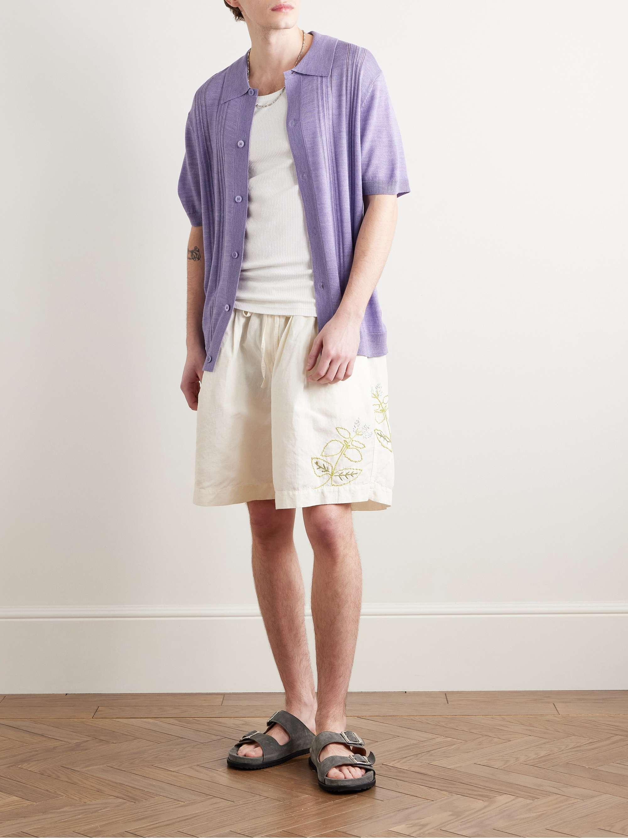 Thor 6584 Pointelle-Knit Wool-Blend Shirt view