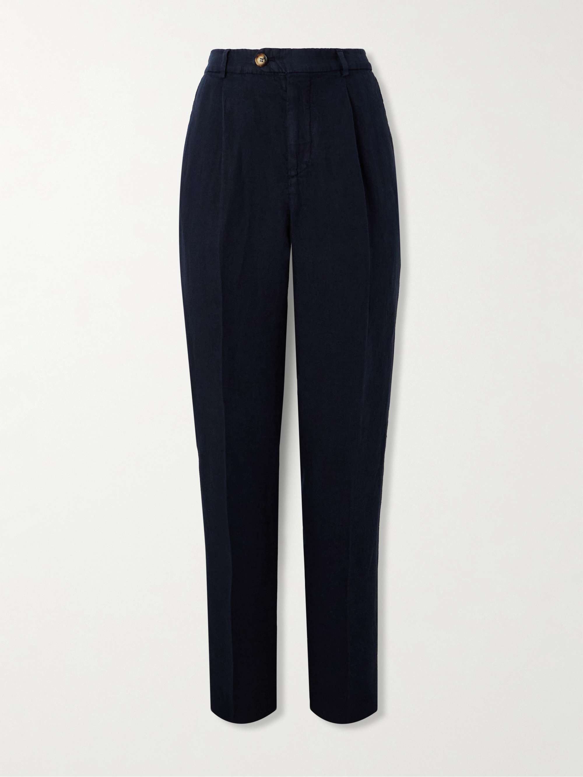 Tapered Pleated Linen-Twill Trousers hero visual