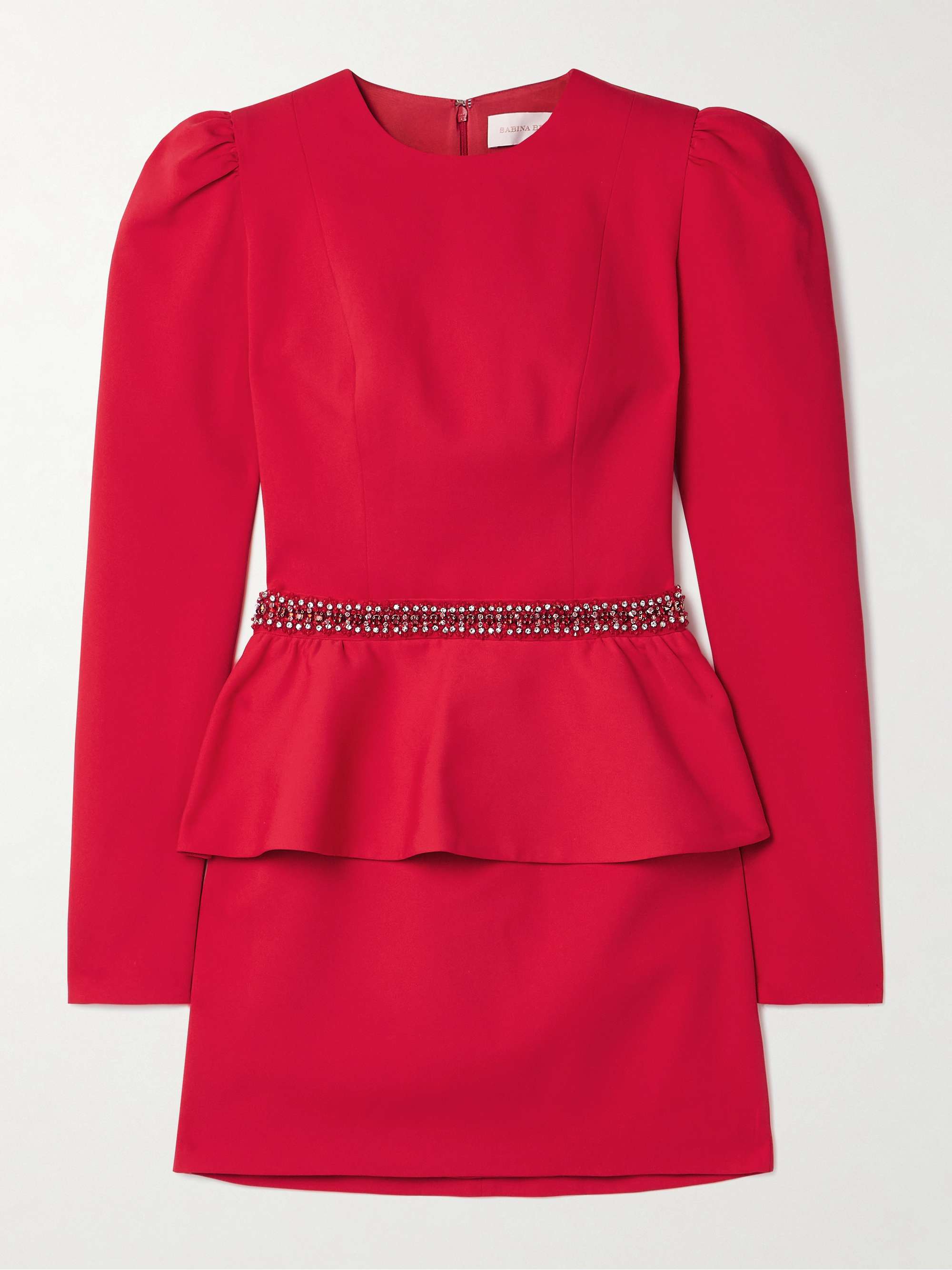 Louisa crystal-embellished crepe peplum mini dress hero visual