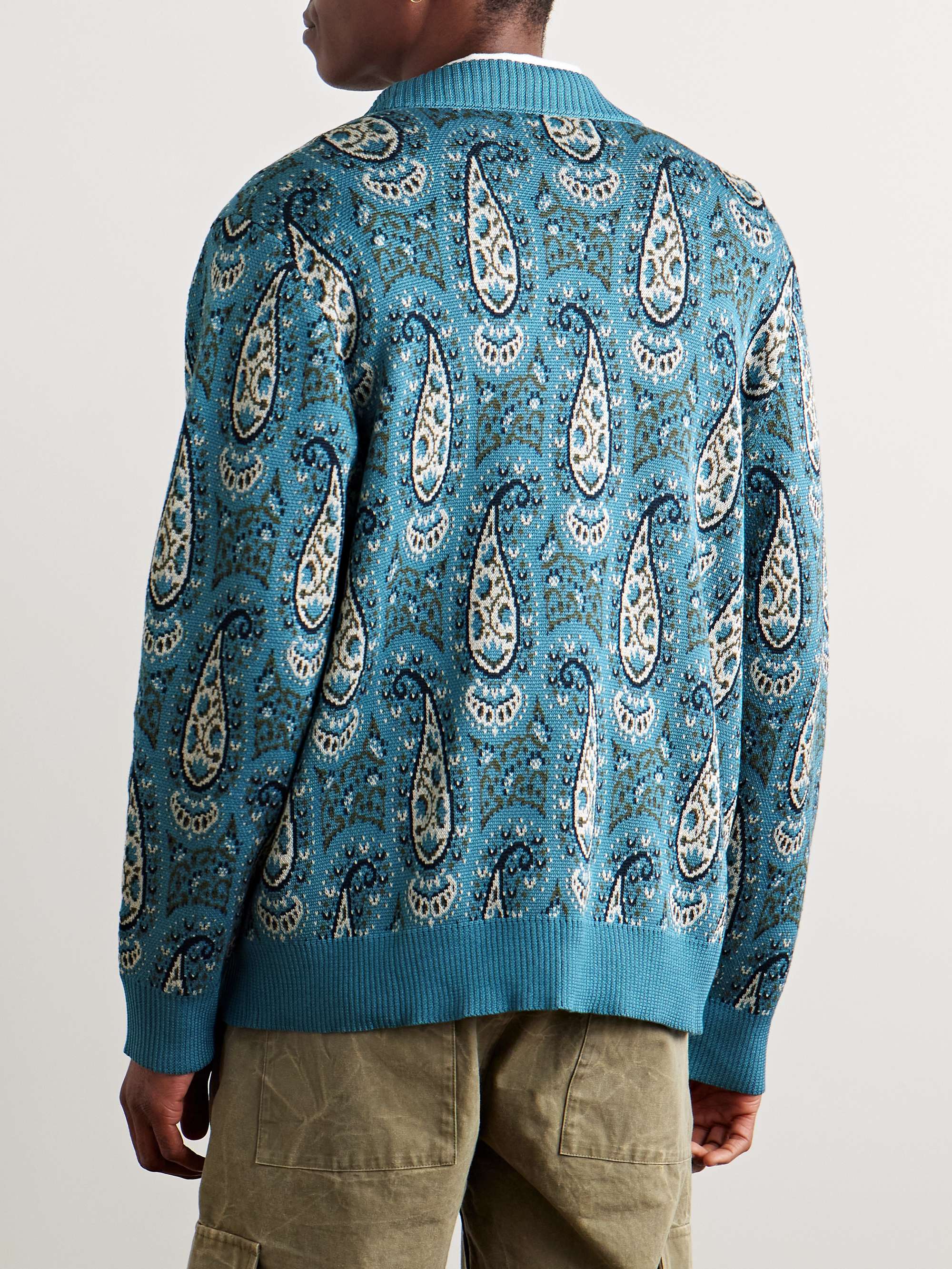 Kabir Paisley-Jacquard Mercerised Pima Cotton Cardigan view